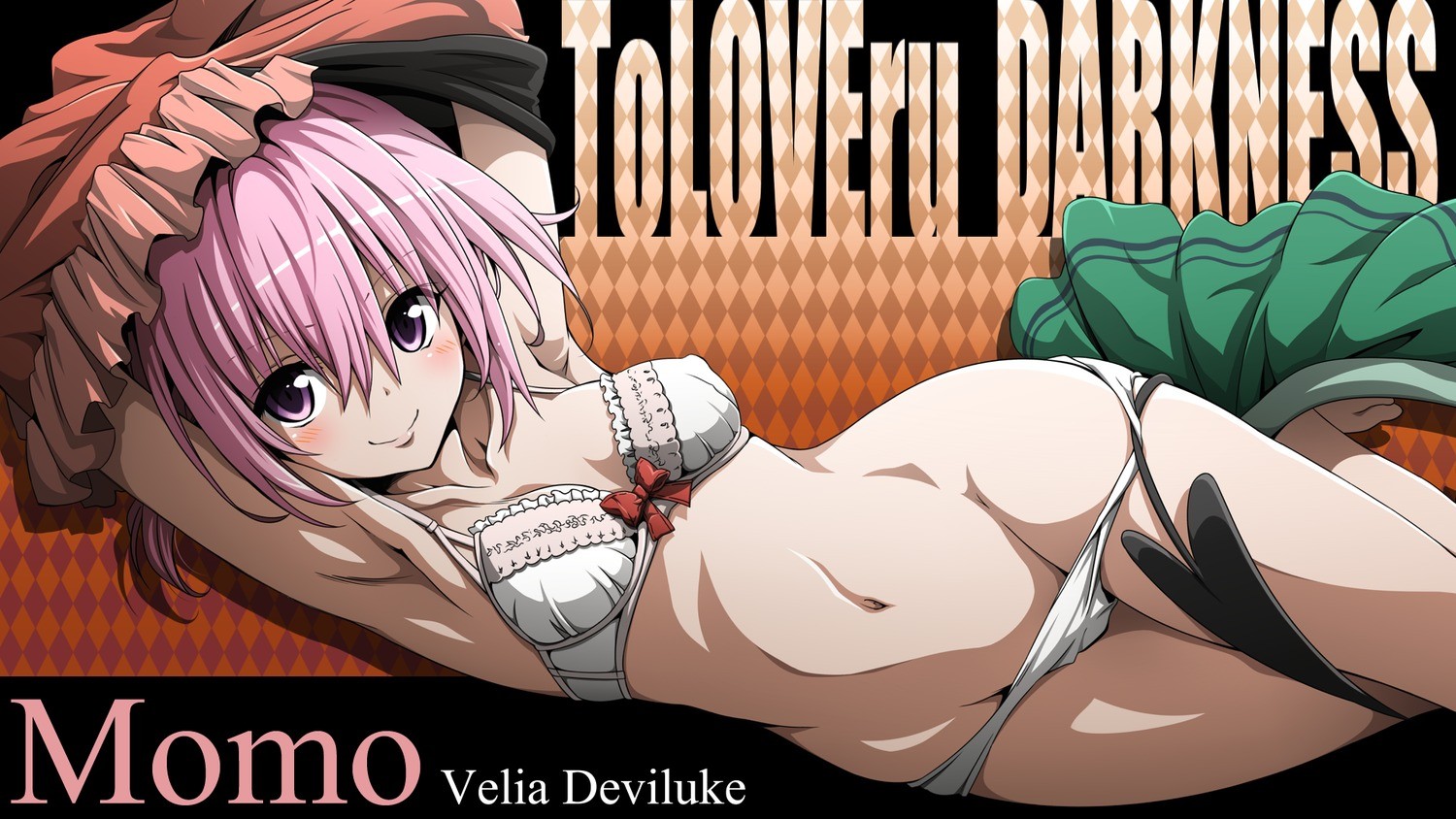 Anime 1500x844 To Love-ru Momo Velia Deviluke anime girls pink hair panties cleavage bra underwear