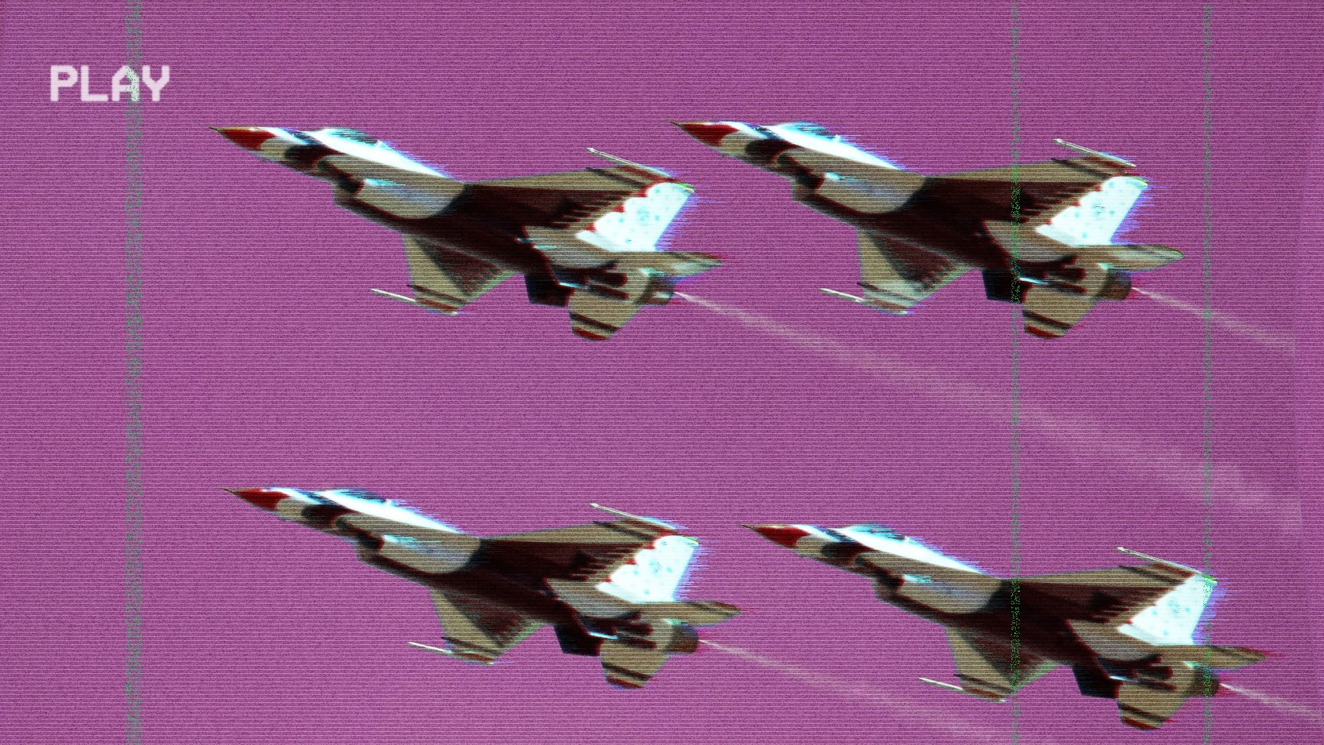 General 1920x1080 aircraft vaporwave glitch art Multirole fighter General Dynamics F-16 Fighting Falcon VHS military vehicle military aircraft vehicle US Air Force thunderbirds Formation NATOwave aerobatic team