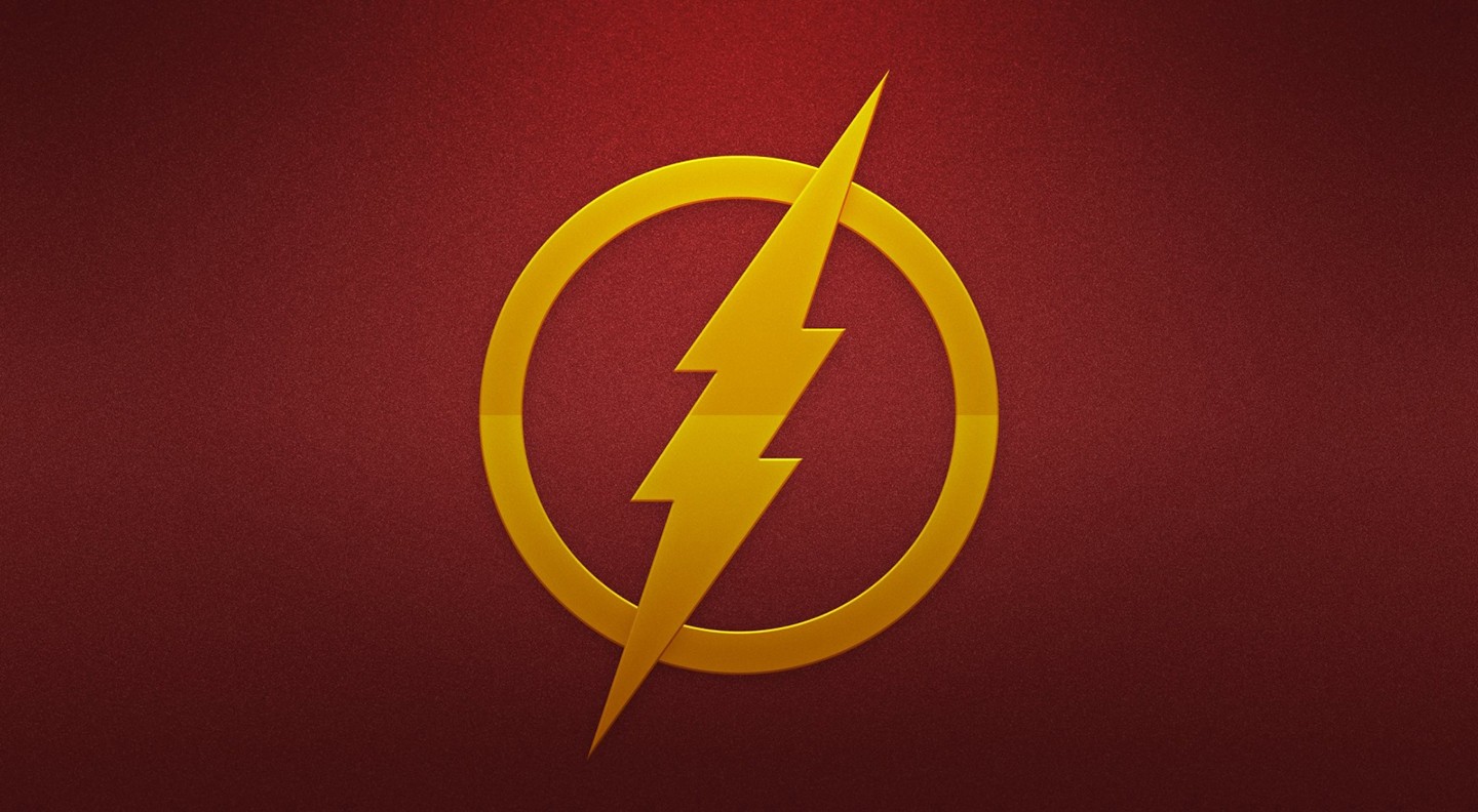 General 1440x792 DC Comics The Flash superhero logo red background simple background