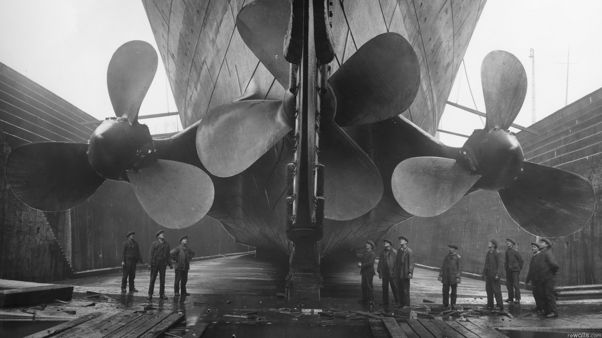 General 1920x1080 ship working monochrome vintage vehicle workers people Northern Ireland Belfast propeller