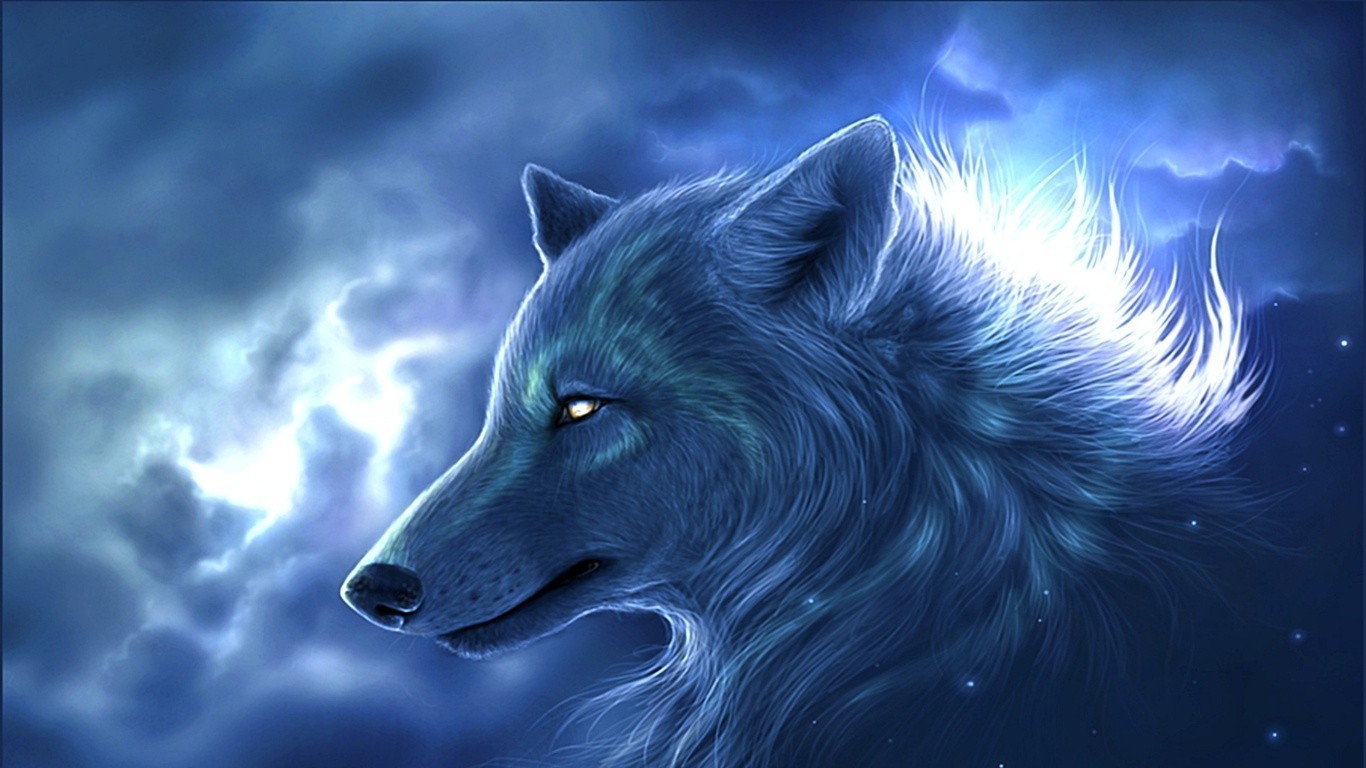 General 1366x768 wolf fantasy art animals artwork