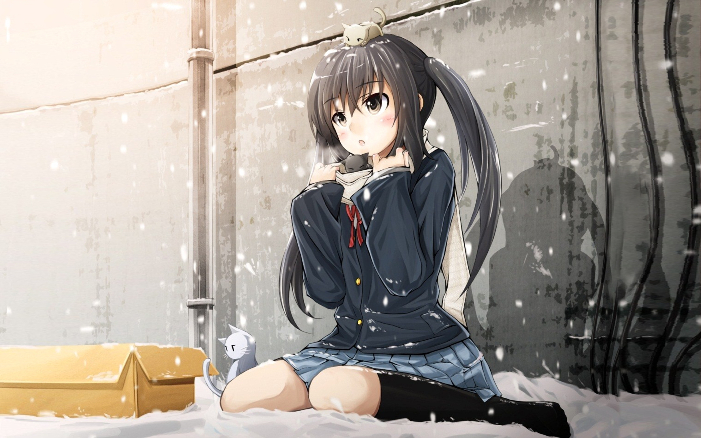 Anime 2432x1520 anime anime girls black hair school uniform winter K-ON! Nakano Azusa