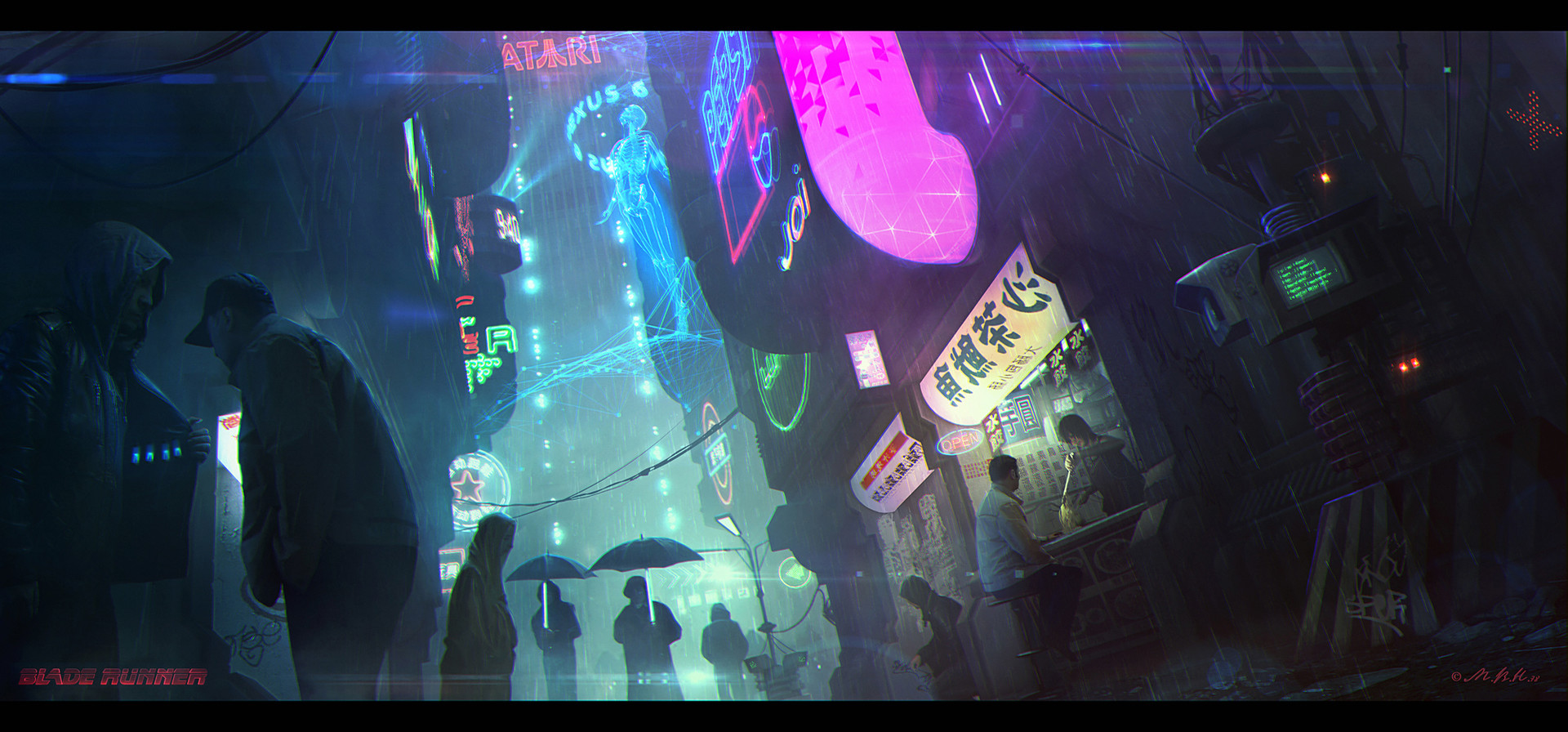 General 1920x896 cyberpunk science fiction digital art Blade Runner futuristic futuristic city urban watermarked artwork