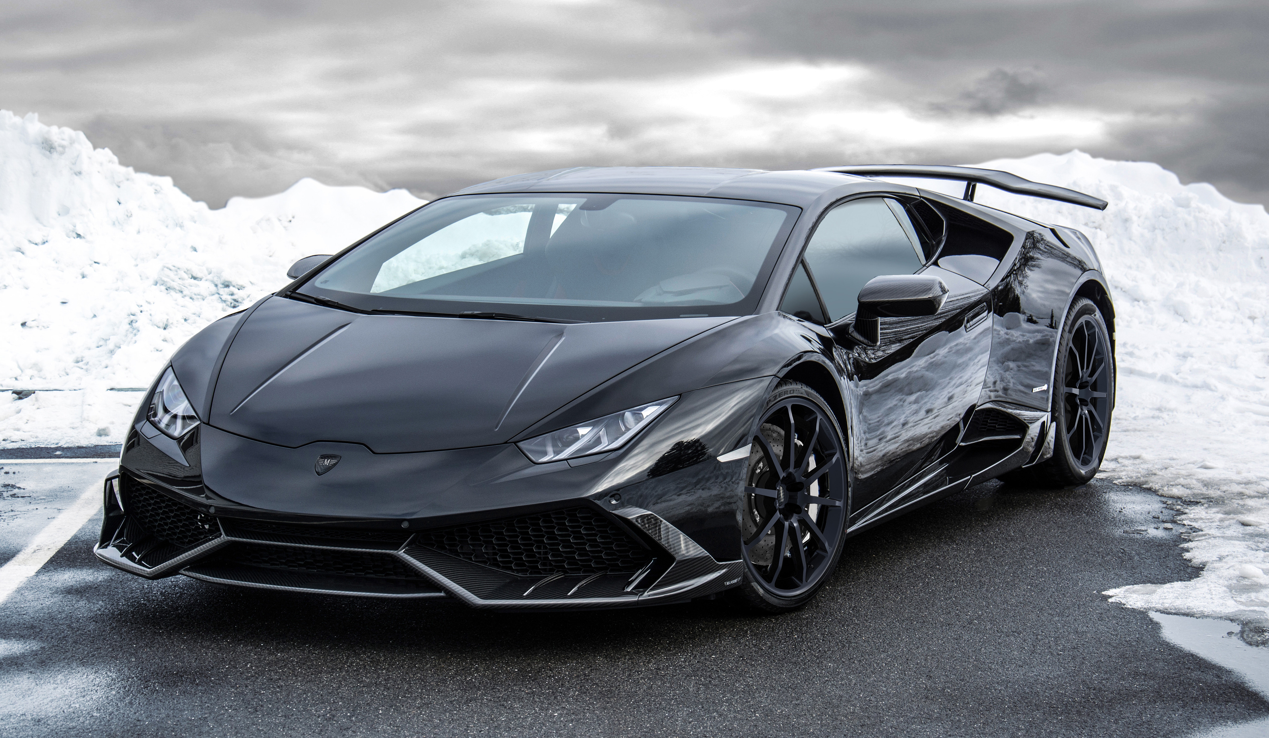 General 4096x2382 car supercars vehicle black cars Lamborghini Lamborghini Huracan Mansory tuning