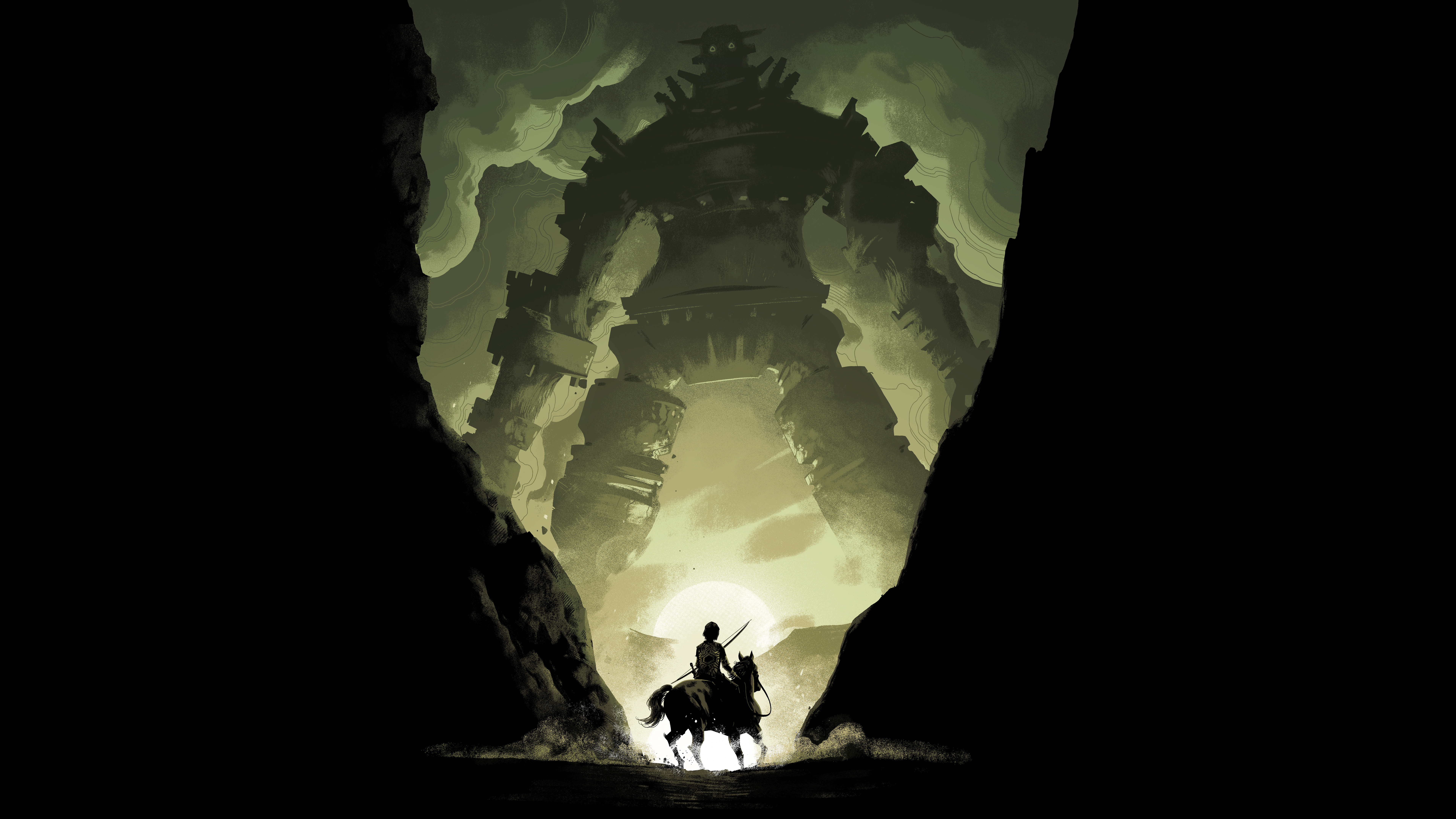 General 7680x4320 video games artwork Shadow of the Colossus giant horse