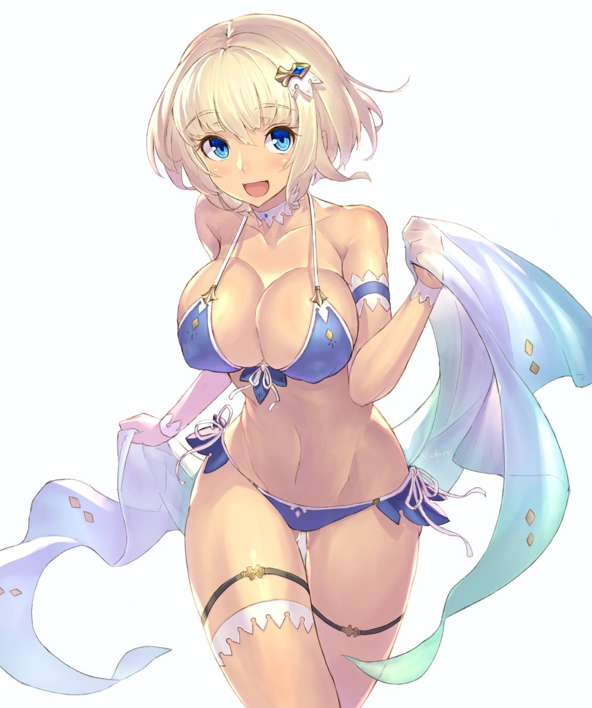 Anime 1178x1410 bikini cleavage white background boobs big boobs nipple bulge short hair blonde blue eyes anime girls artwork Nadare-san