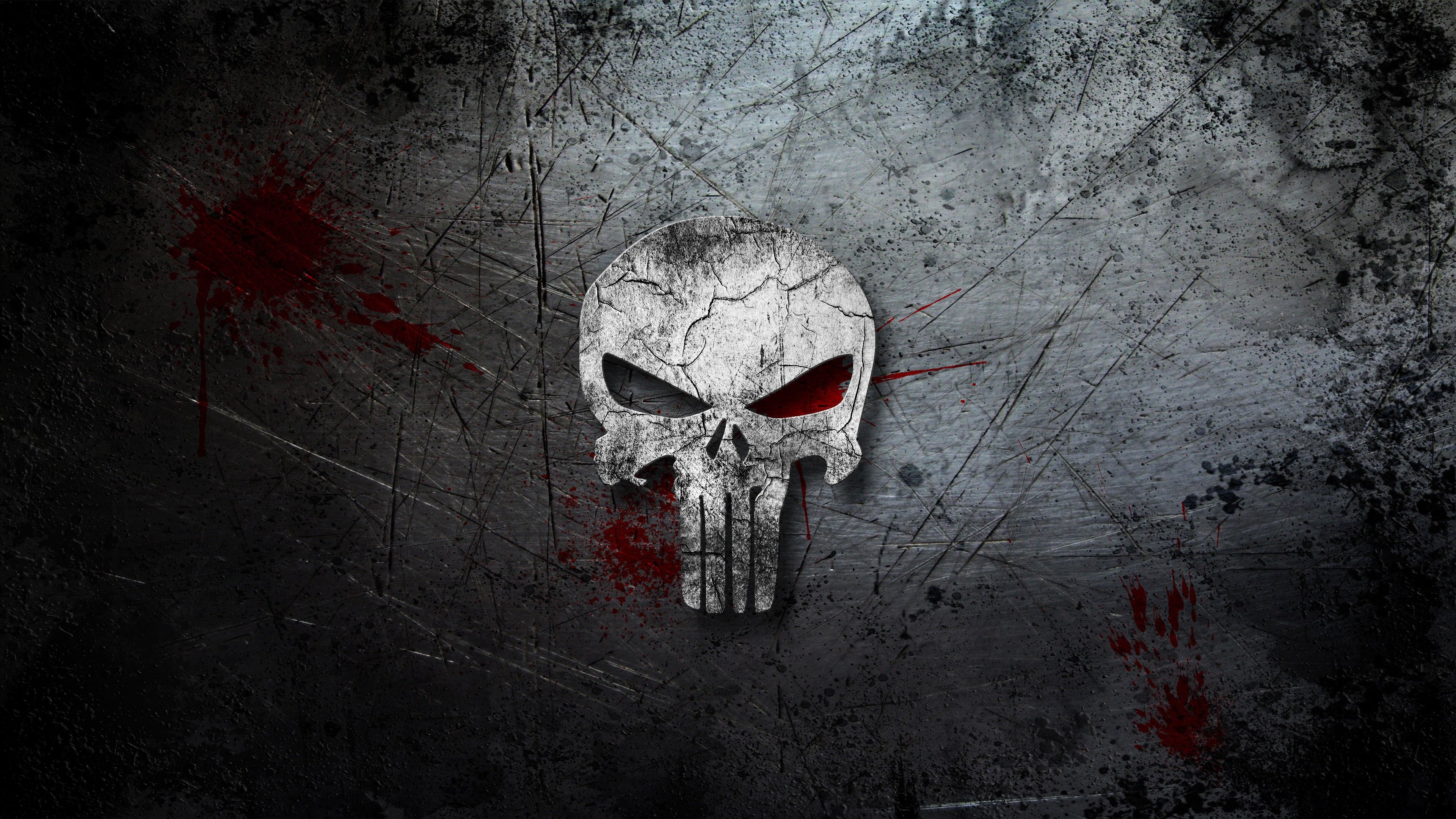 General 3840x2160 The Punisher Marvel Comics skull grunge blood logo antiheroes blood spatter