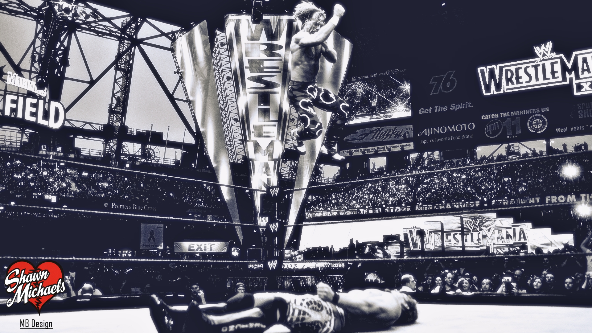 People 1920x1080 WWE monochrome men Shawn Michaels wrestlemania wrestling