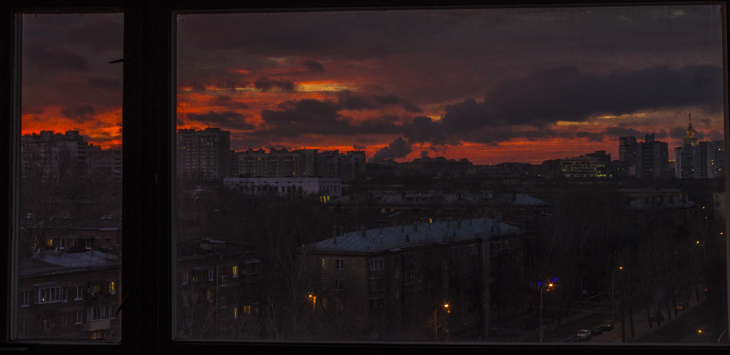General 2560x1245 city Russia factories evening orange sunset gloomy