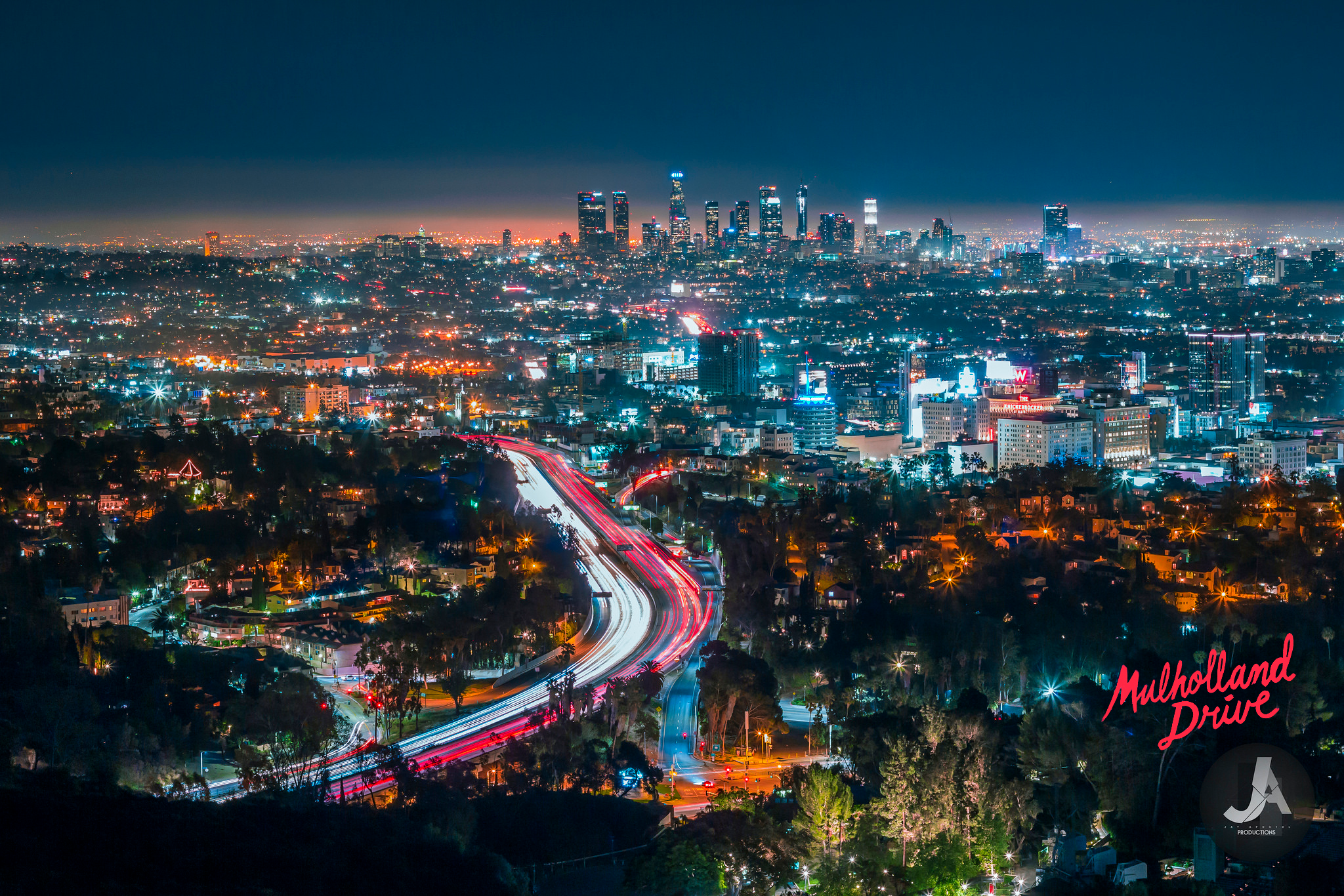 General 2048x1366 photography cityscape light trails city lights Los Angeles skyline