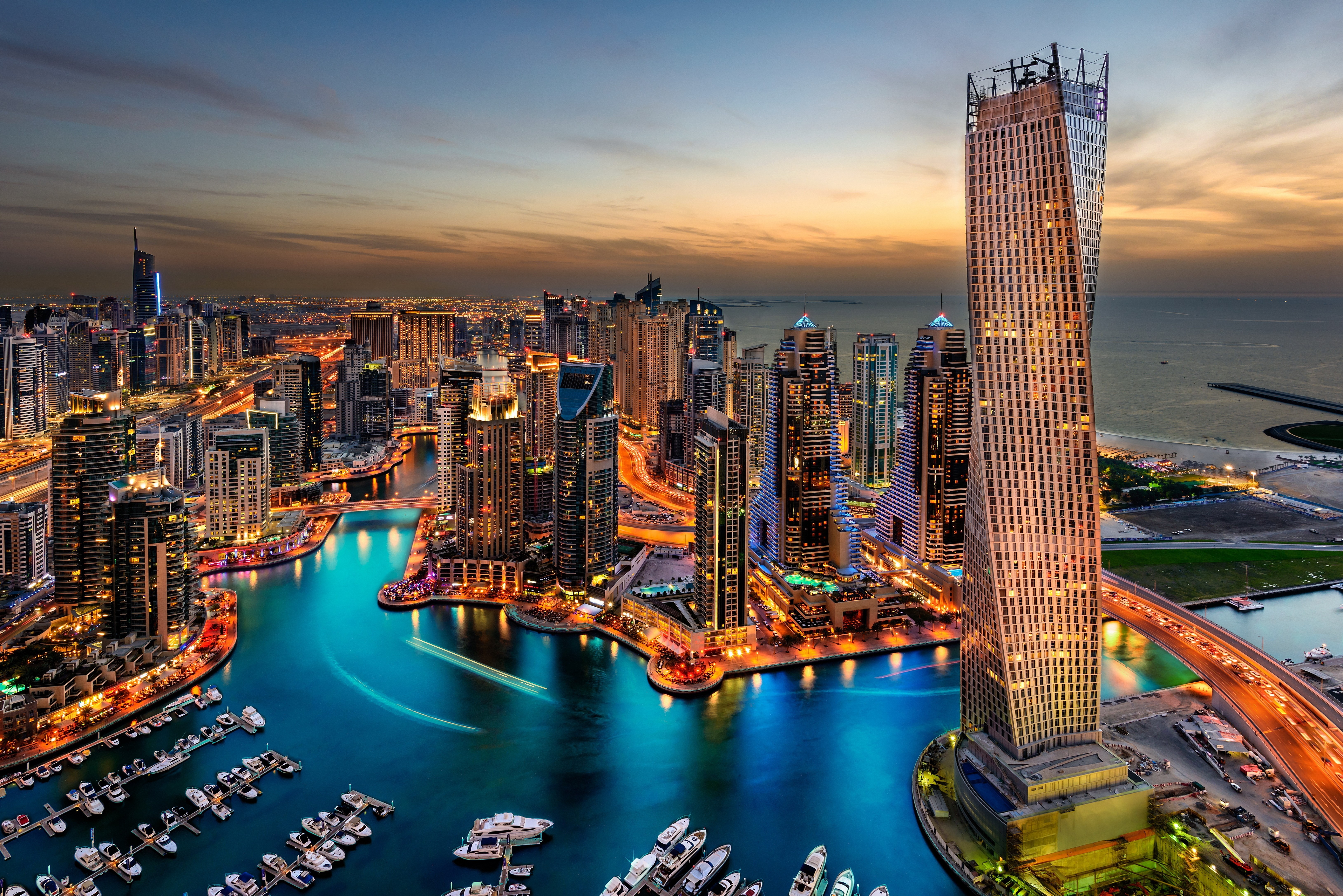 General 6517x4350 city water sky Dubai United Arab Emirates ports city lights cityscape