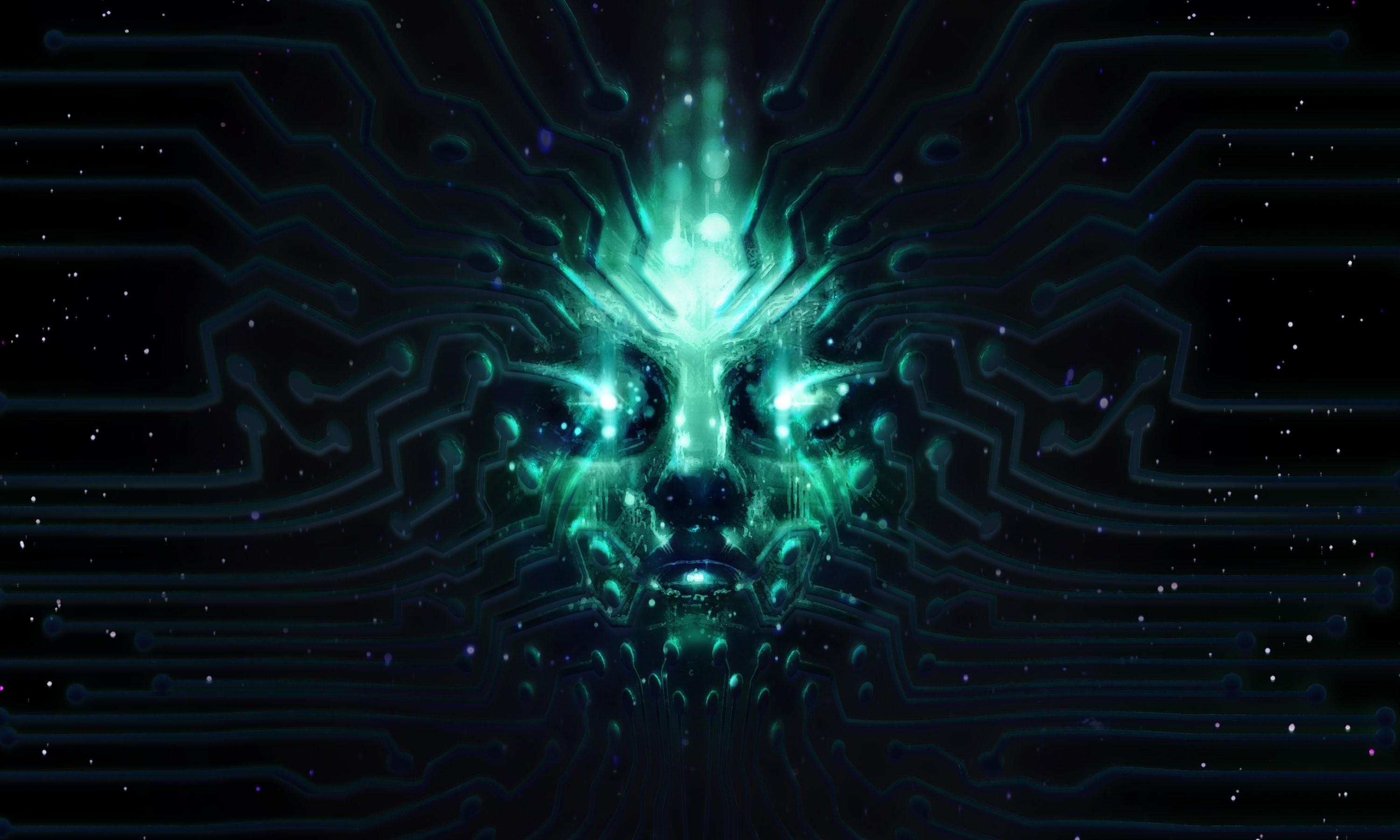 General 3000x1800 System Shock science fiction video games artwork cyberpunk turquoise PC gaming video game art Shodan
