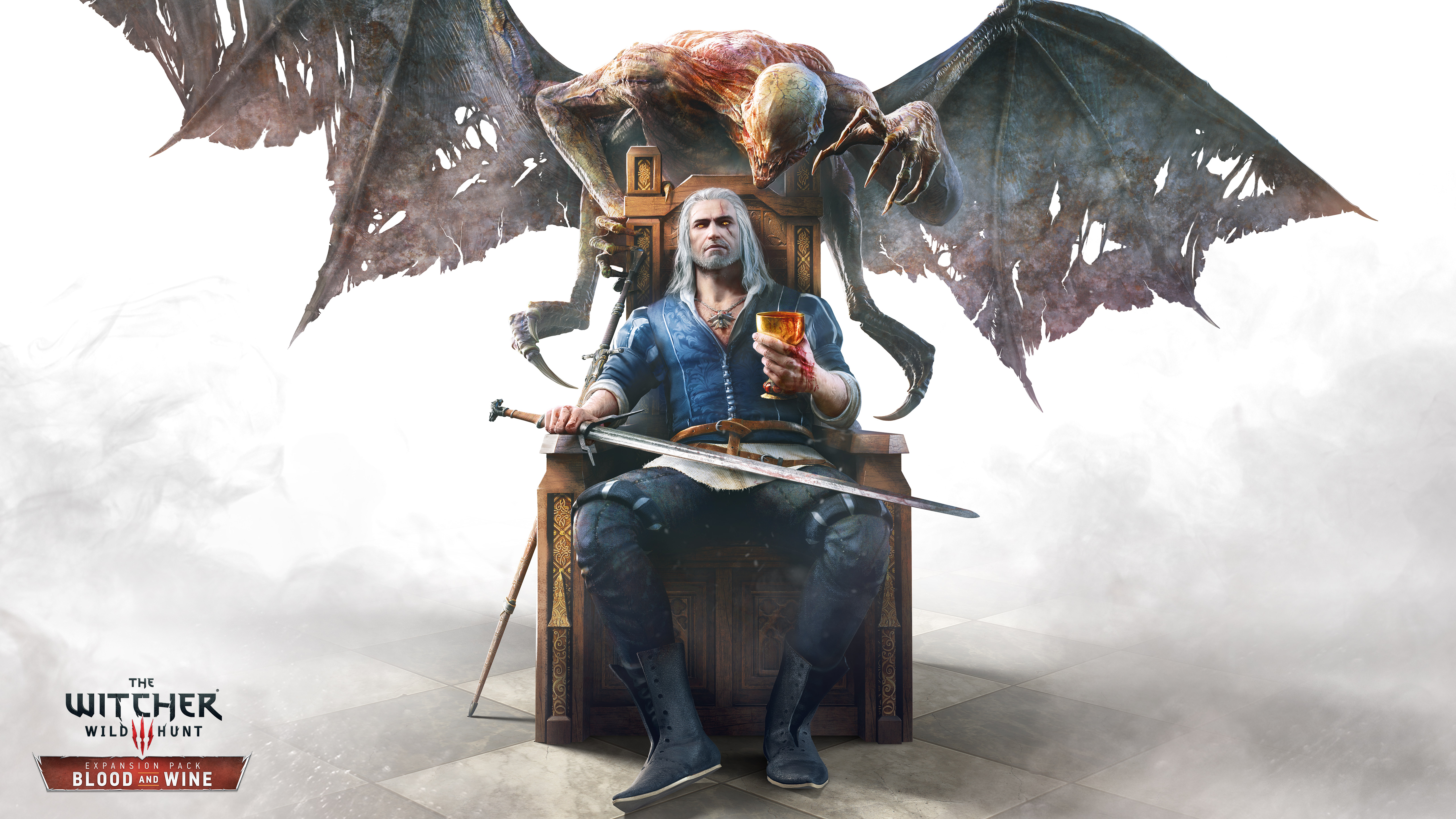 General 5120x2880 The Witcher wine video games Geralt of Rivia creature The Witcher 3: Wild Hunt sword video game characters book characters CD Projekt RED