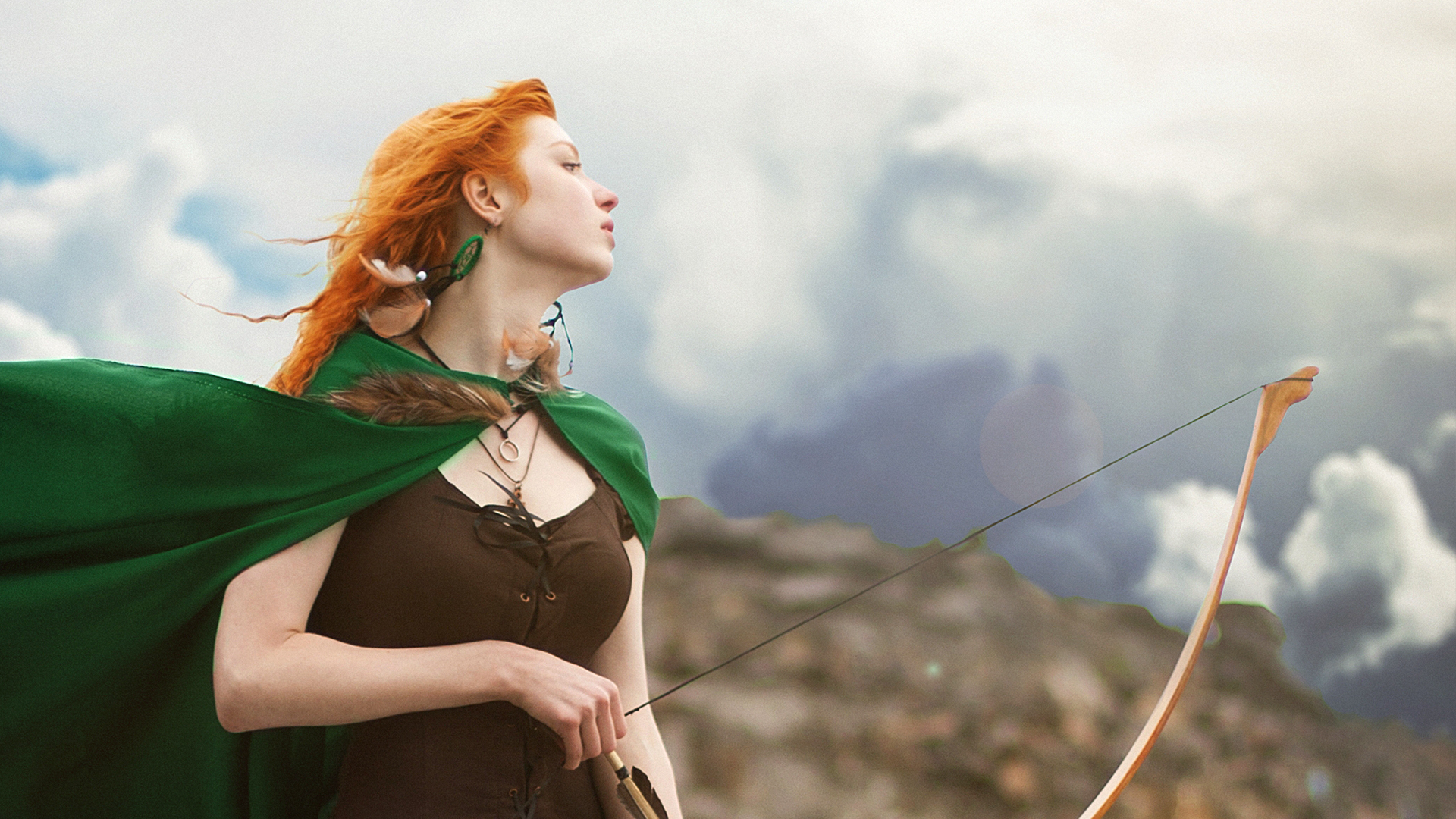 People 1920x1080 women cosplay archery Brave redhead Princess Merida