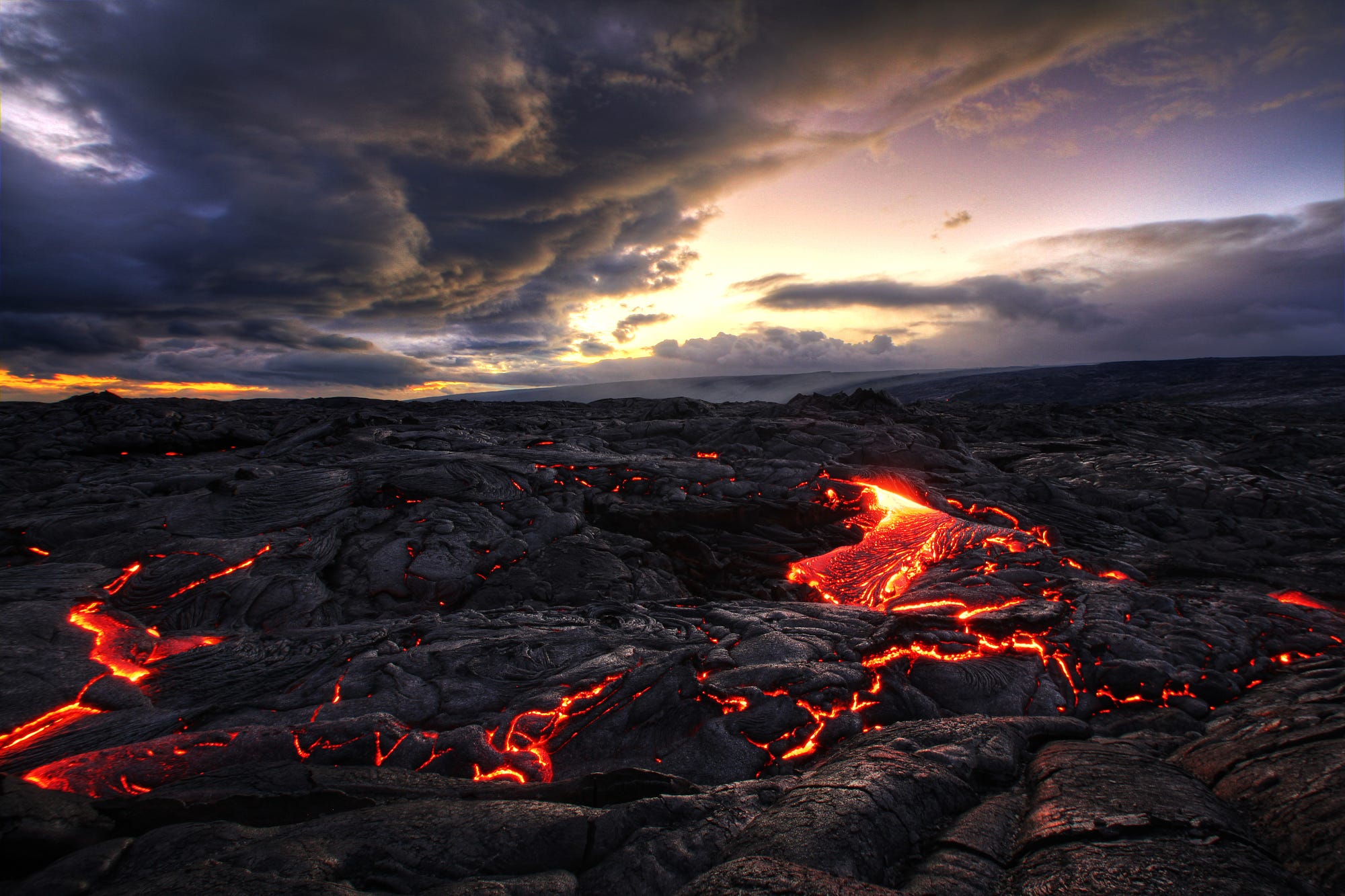 General 2000x1333 landscape lava volcano clouds Indonesia rocks