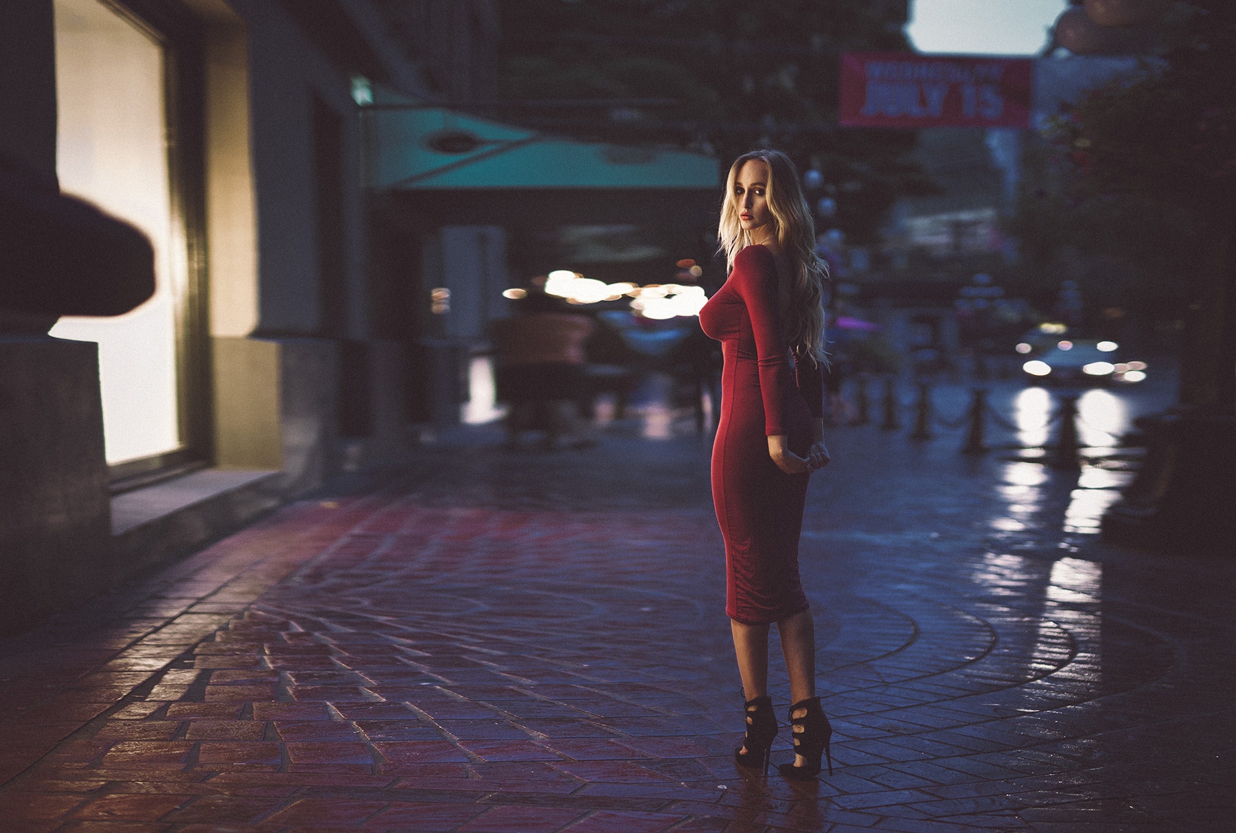 People 1800x1213 Maxim Maximov model women Alyssa Barbara red dress high heels tight clothing tight dress
