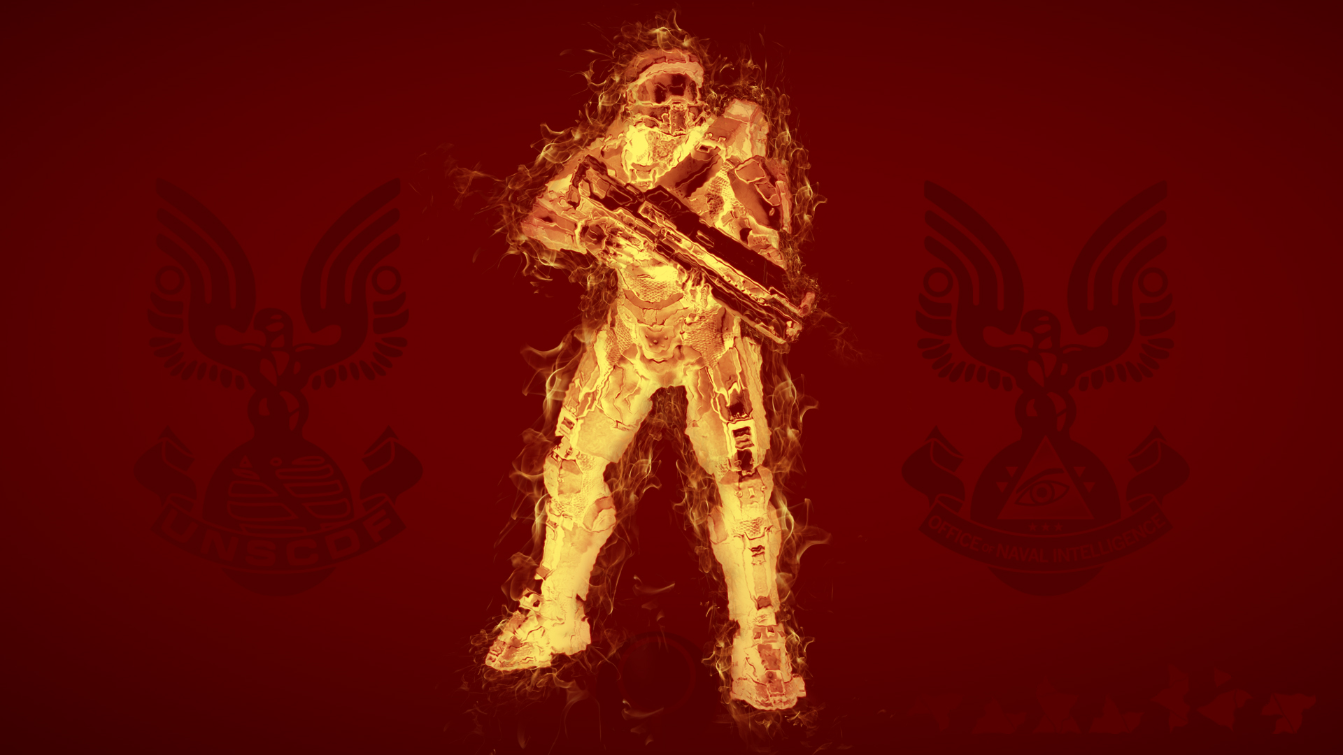 General 1920x1080 Halo (game) Halo 4 video games red fire Spartans (Halo) Master Chief (Halo) red background DeviantArt video game art video game characters
