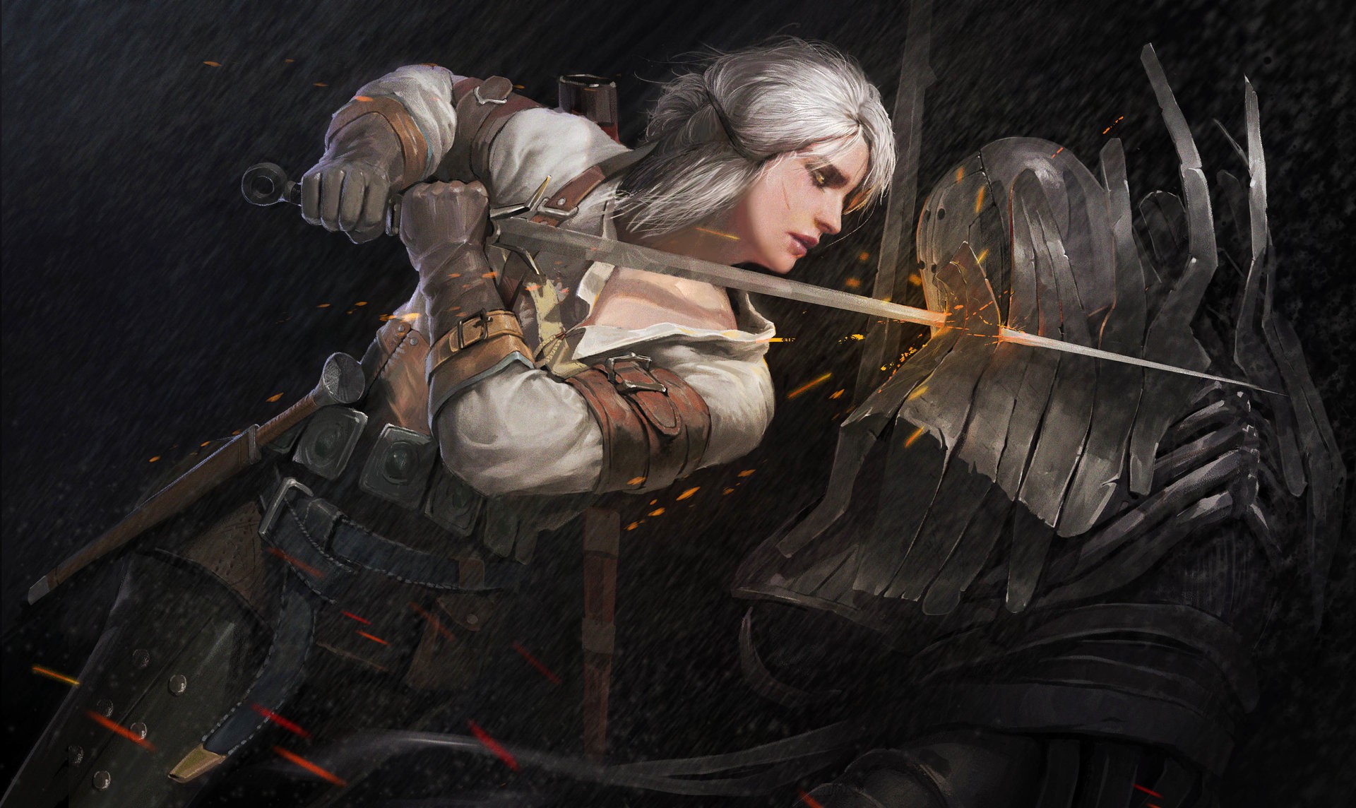 General 1920x1144 The Witcher Cirilla Fiona Elen Riannon The Witcher 3: Wild Hunt fantasy girl fantasy art video games CD Projekt RED video game girls women with swords sword RPG PC gaming video game characters