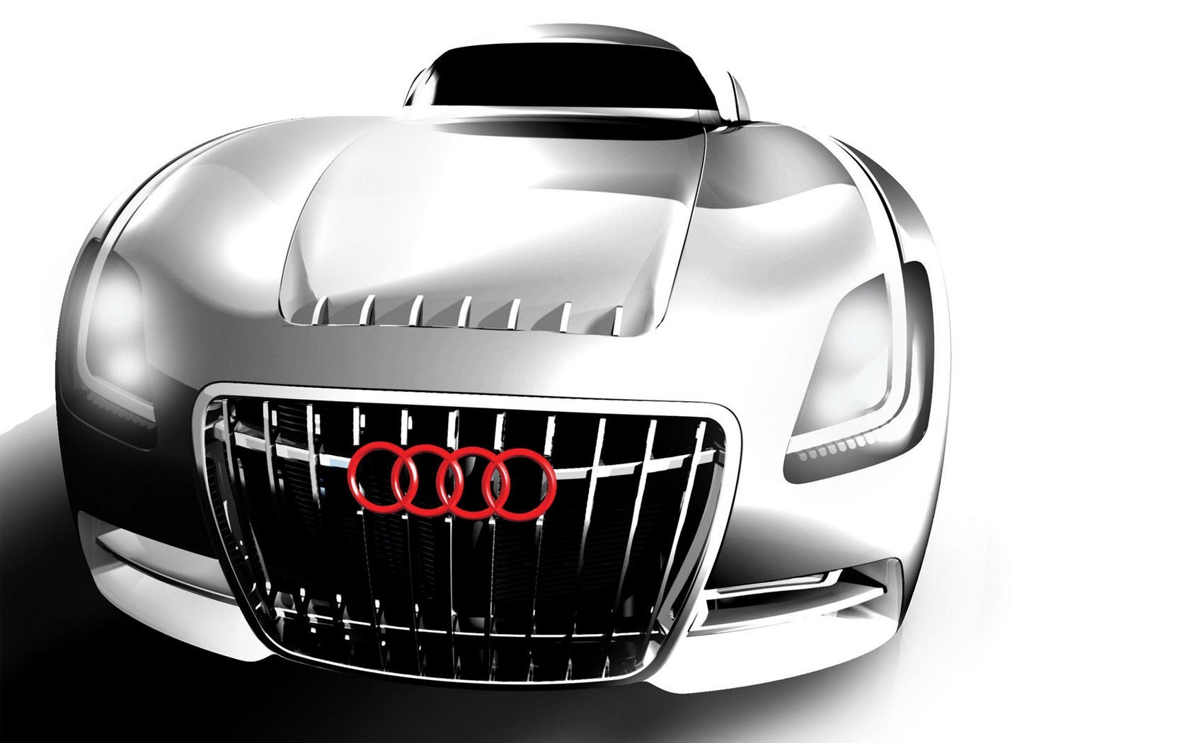 General 1680x1050 car Audi vehicle digital art closeup logo white background silver cars