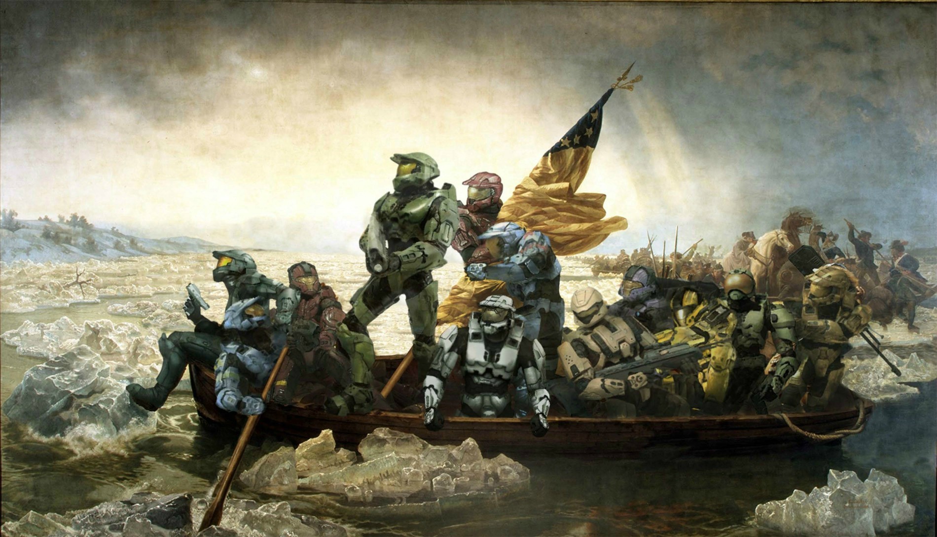General 1900x1089 Halo (game) video game art video games flag Master Chief (Halo) boat vehicle video game characters