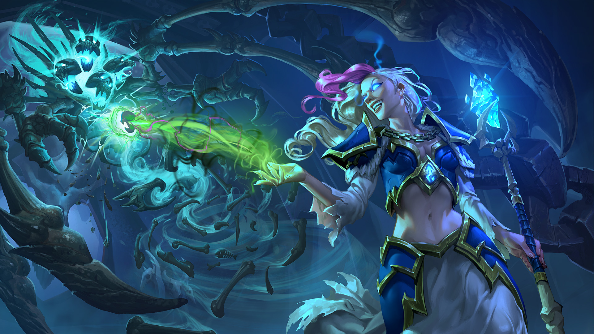 General 1920x1080 Hearthstone Knights of the frozen throne fantasy girl PC gaming glowing eyes blue