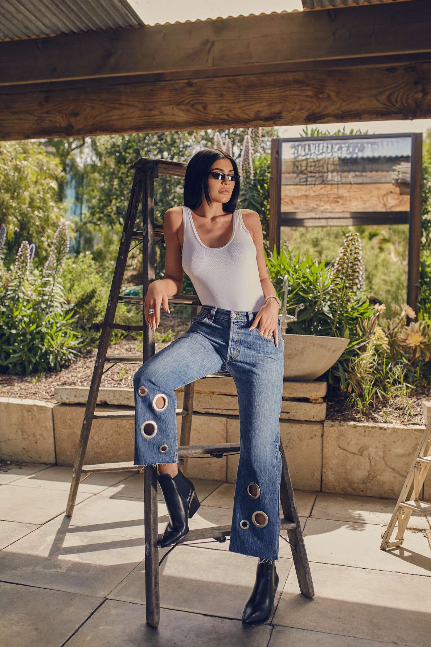 People 1470x2206 Kylie Jenner model celebrity women glasses women with glasses jeans black hair