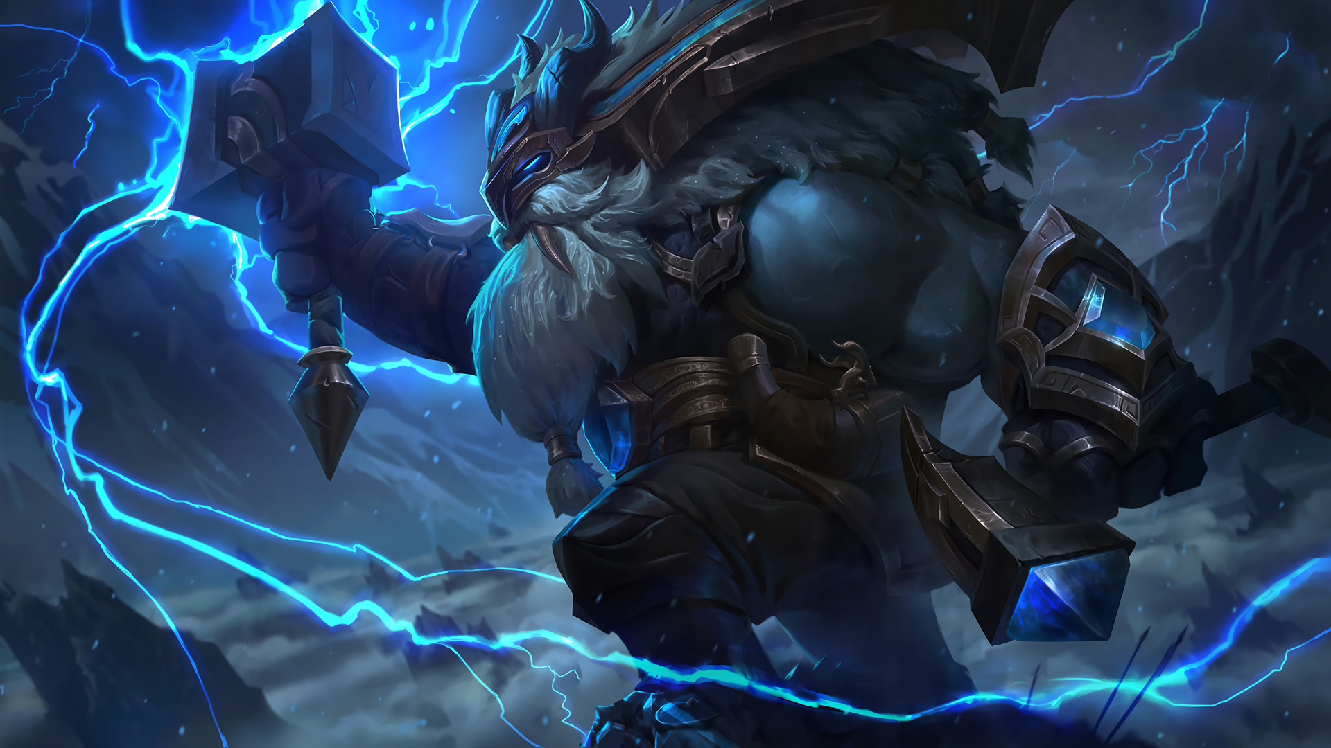 General 1920x1080 Ornn (League Of Legends) League of Legends cyan blue Riot Games video games video game characters