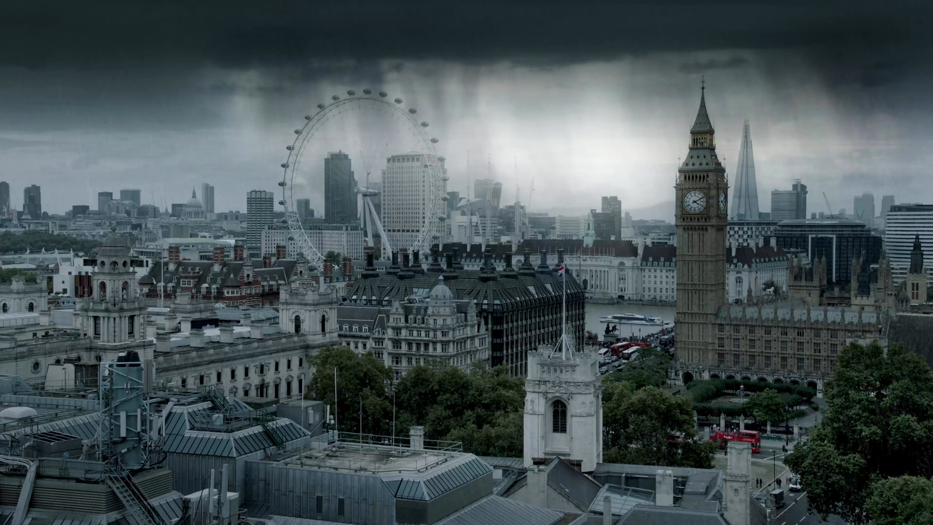 General 1920x1080 London city cityscape rain clouds UK The Shard