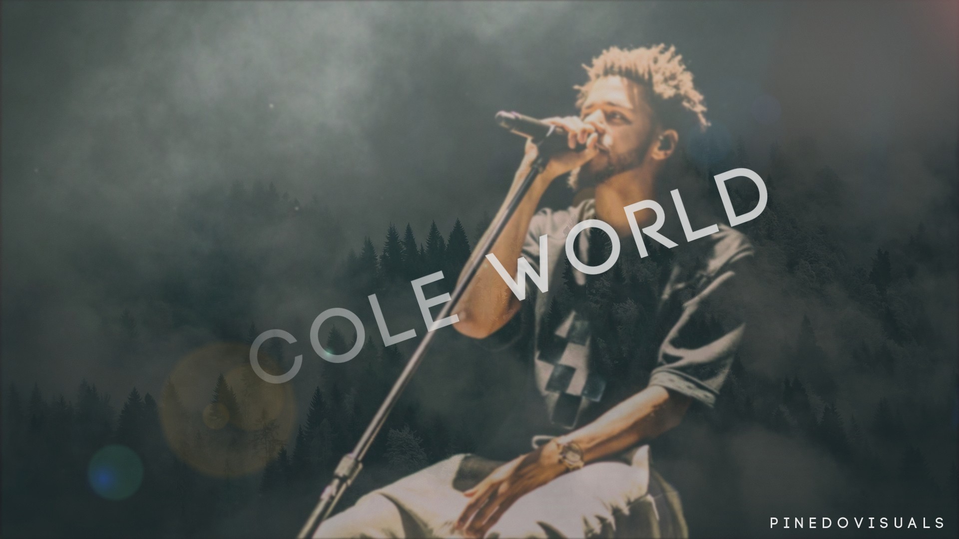 People 1920x1080 J. Cole hip hop musician music Rapper nature trees dark forest text watermarked men singer microphone