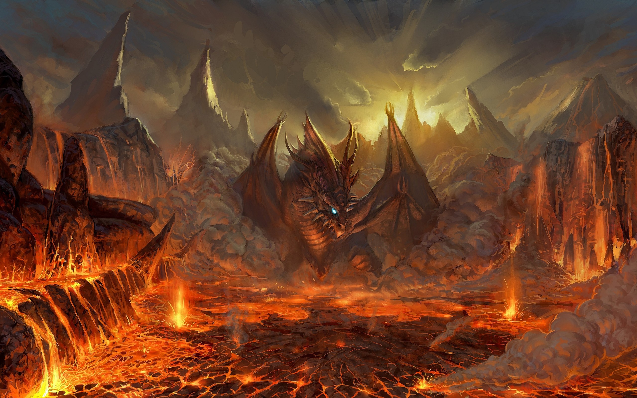 General 2560x1600 dragon lava fantasy art video games Lineage II