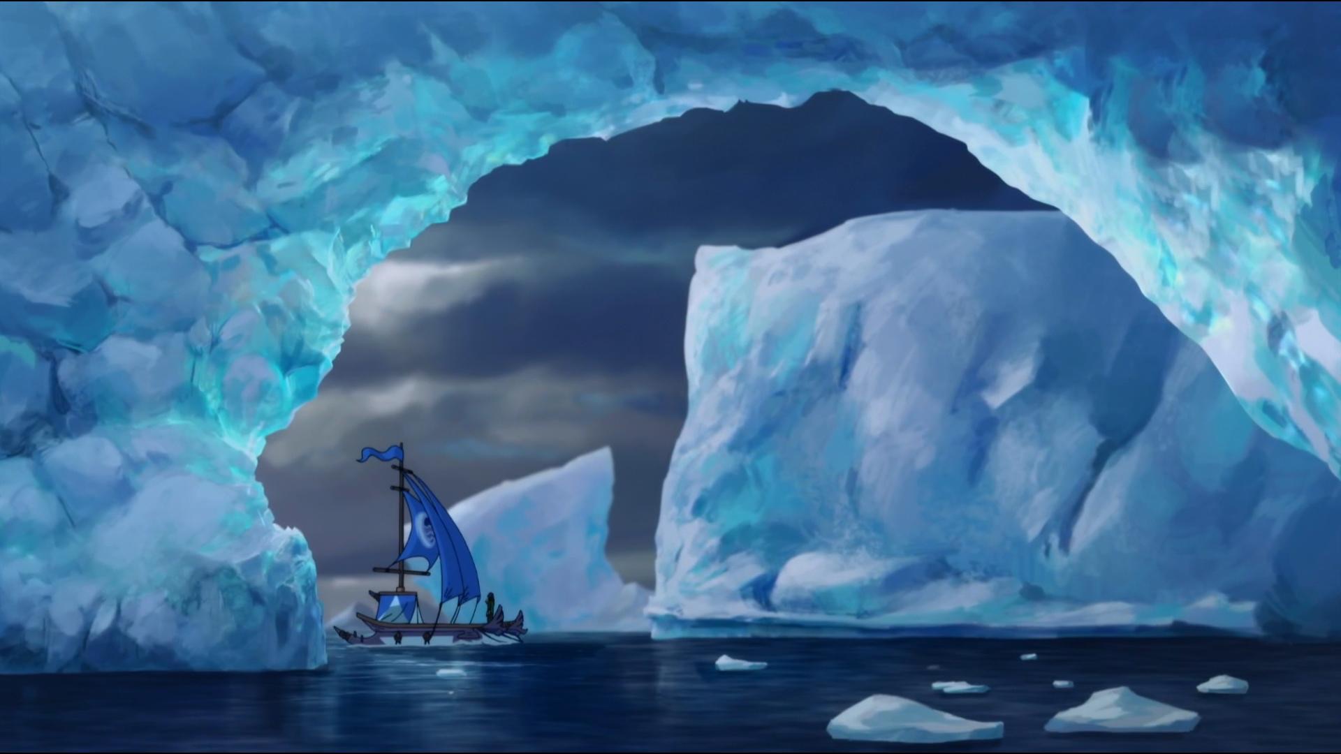 Anime 1920x1080 anime iceberg ship Arctic sea boat blue