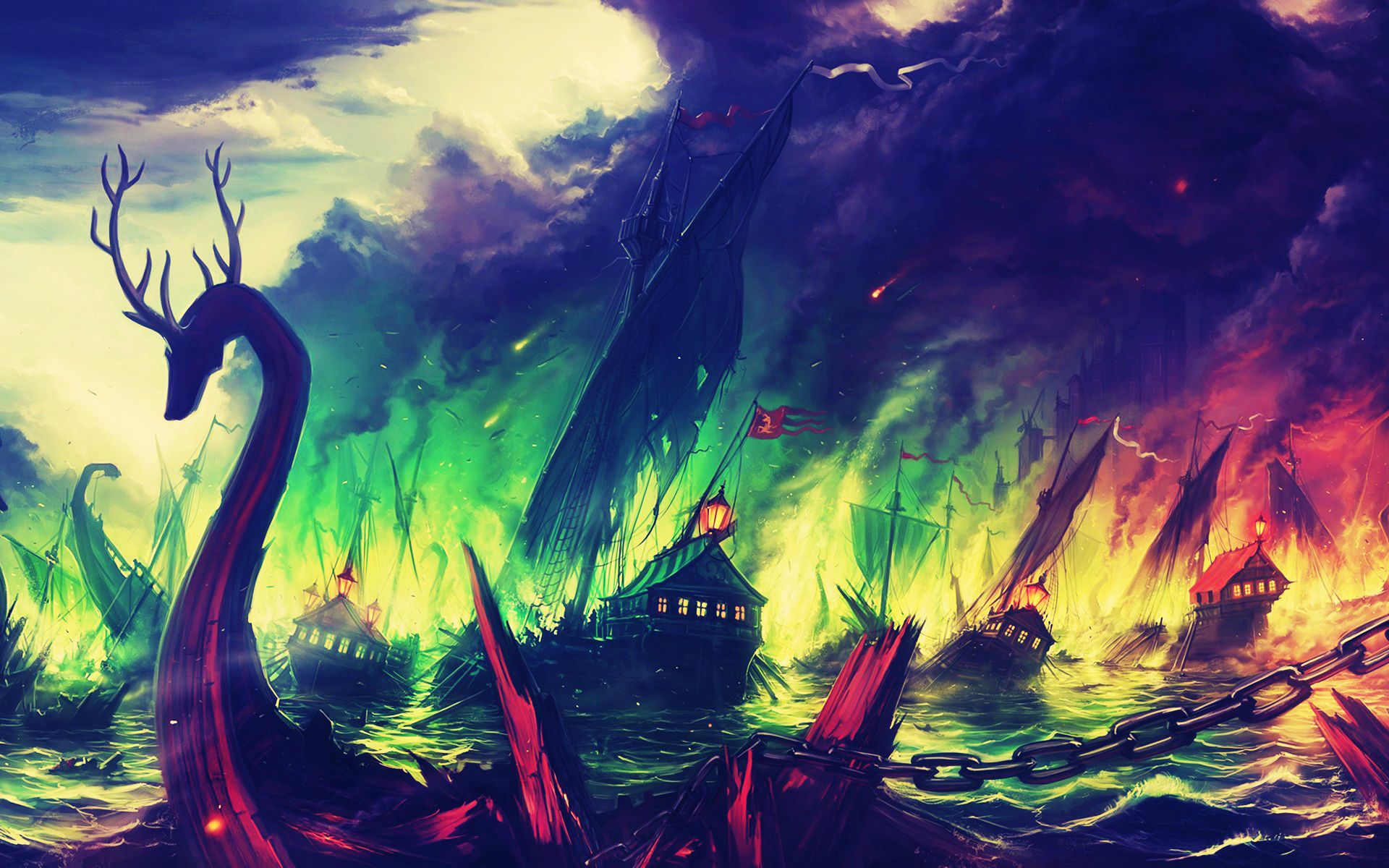 General 1920x1200 Game of Thrones fan art dark fantasy art artwork TV series ship shipwreck House Baratheon Blackwater digital art