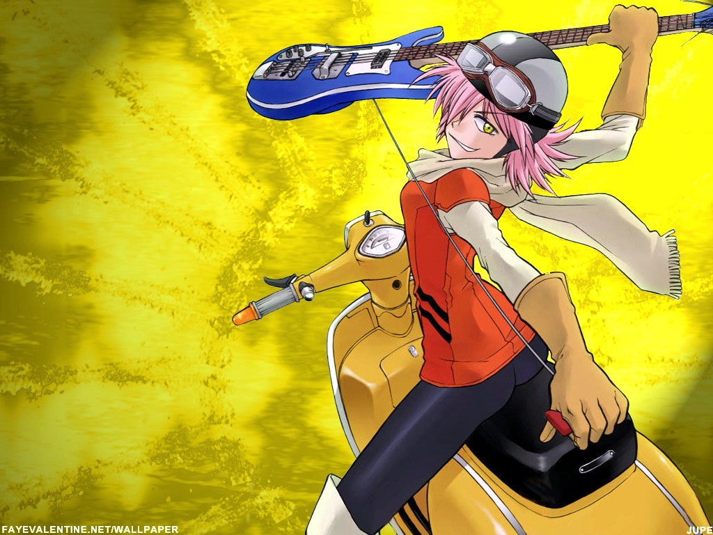 Anime 1024x768 anime FLCL anime girls guitar