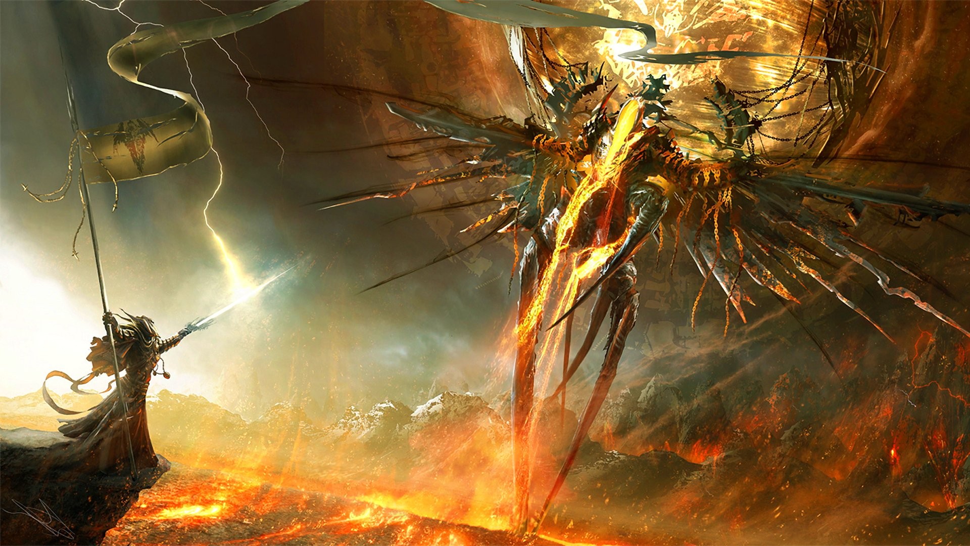 General 1920x1080 Diablo III angel demon fantasy art fan art fire Blizzard Entertainment video games PC gaming