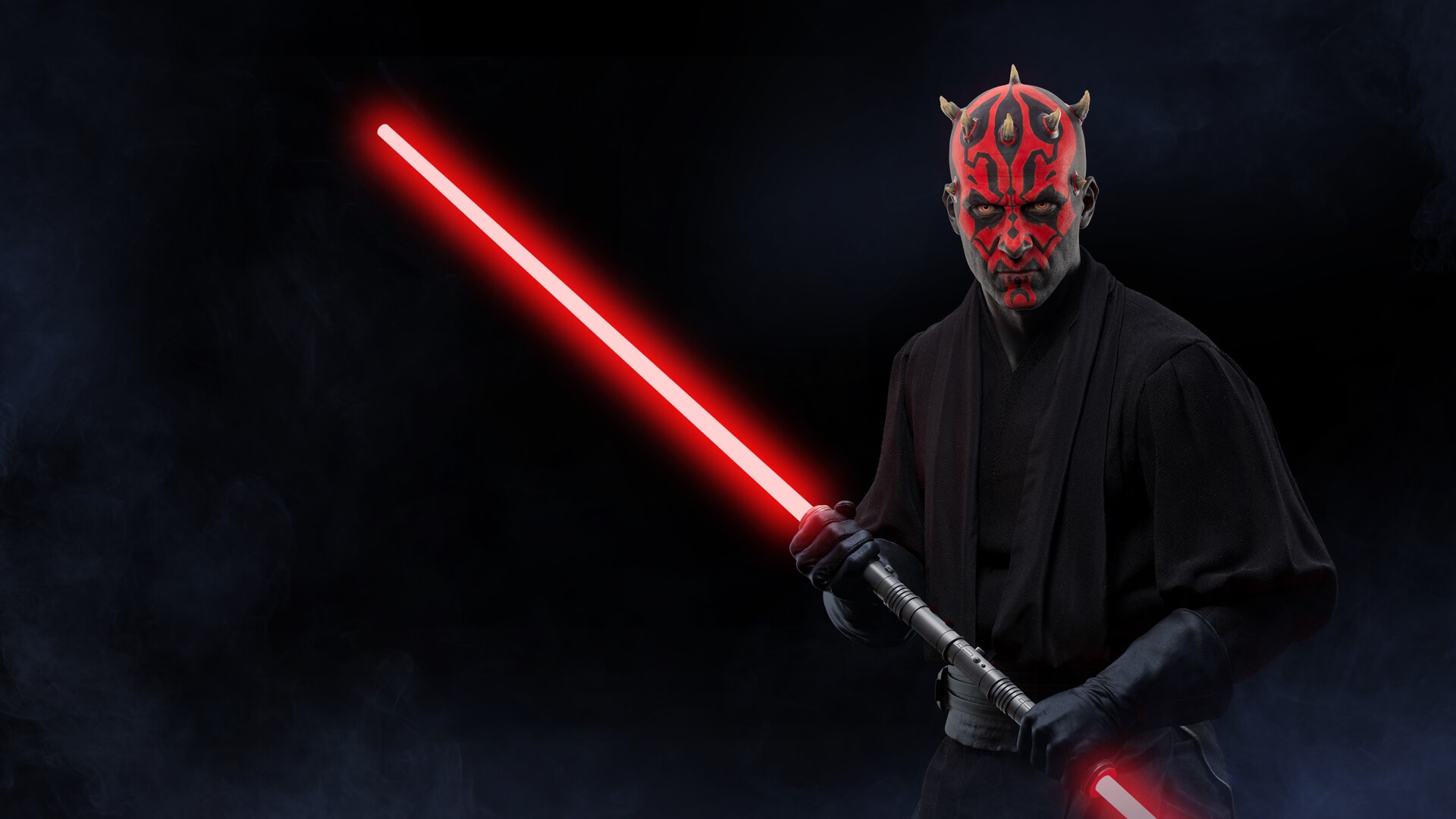 General 1920x1080 Star Wars Battlefront II Darth Maul Star Wars: Battlefront Star Wars Villains Sith horns simple background video games lightsaber PC gaming