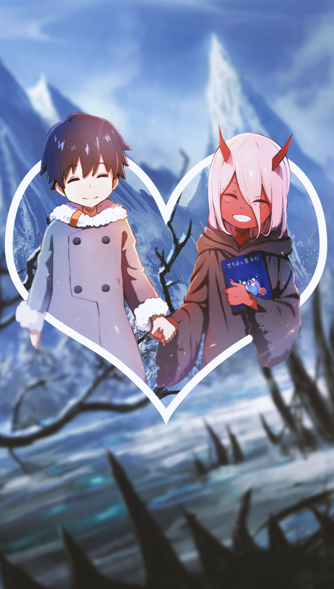 Anime 1080x1902 anime girls anime Zero Two (Darling in the FranXX) winter picture-in-picture Darling in the FranXX anime boys