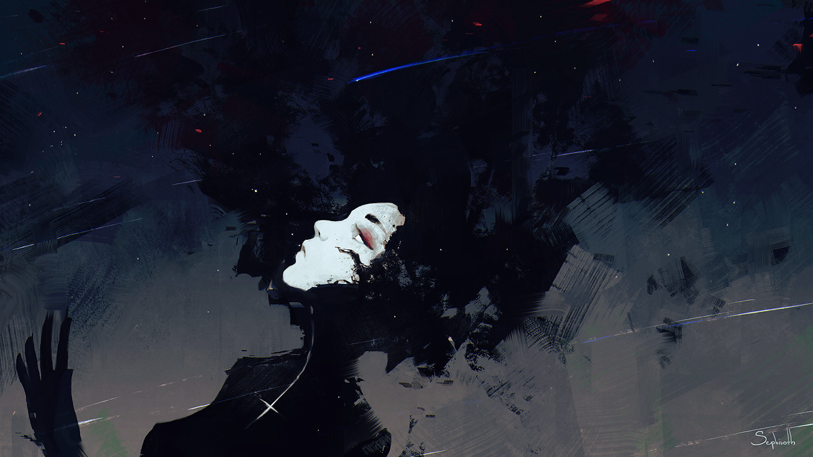 General 1600x900 concept art women face dark Sephiroth