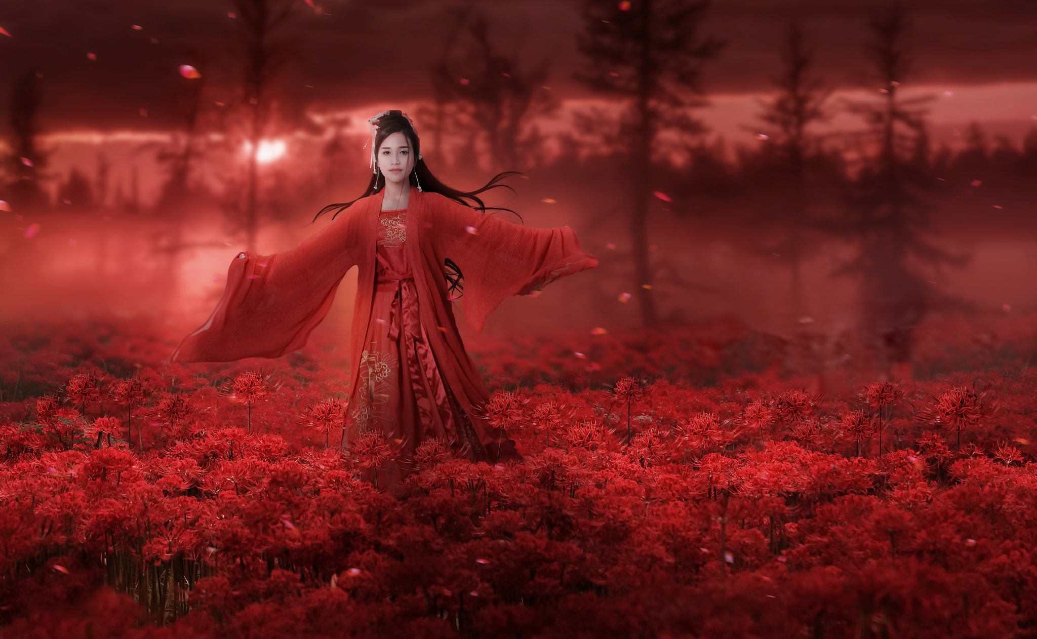 People 2048x1262 red fantasy girl Asian women