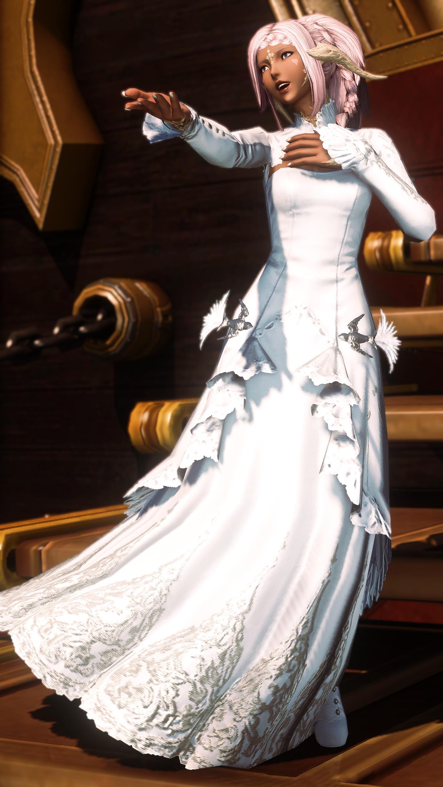 General 1440x2560 Final Fantasy XIV: A Realm Reborn reshade Au Ra weddings wedding dress portrait portrait display video games CGI video game girls video game characters dark skin