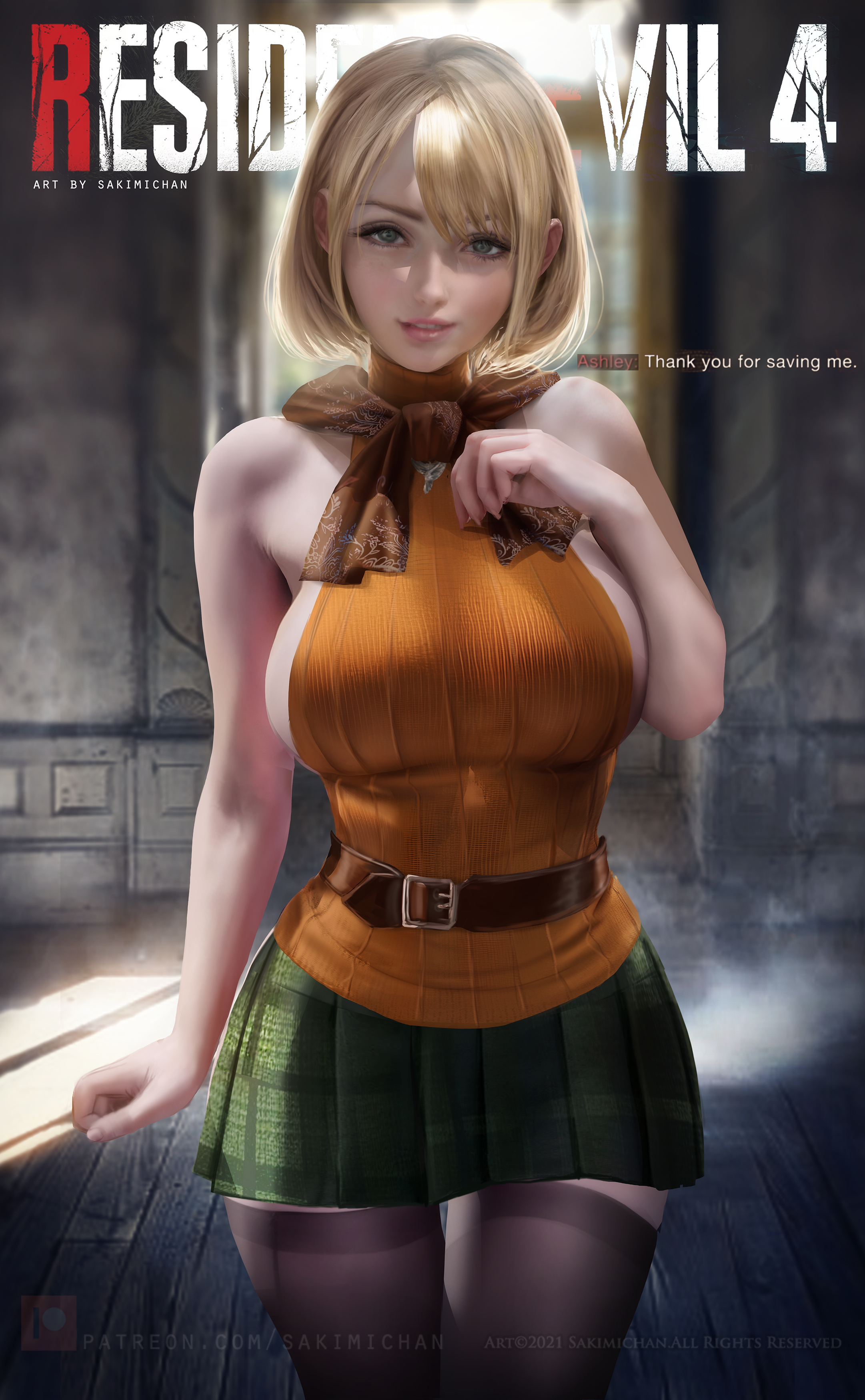 video game characters, blonde, Sakimichan, curvy, Ashley Graham