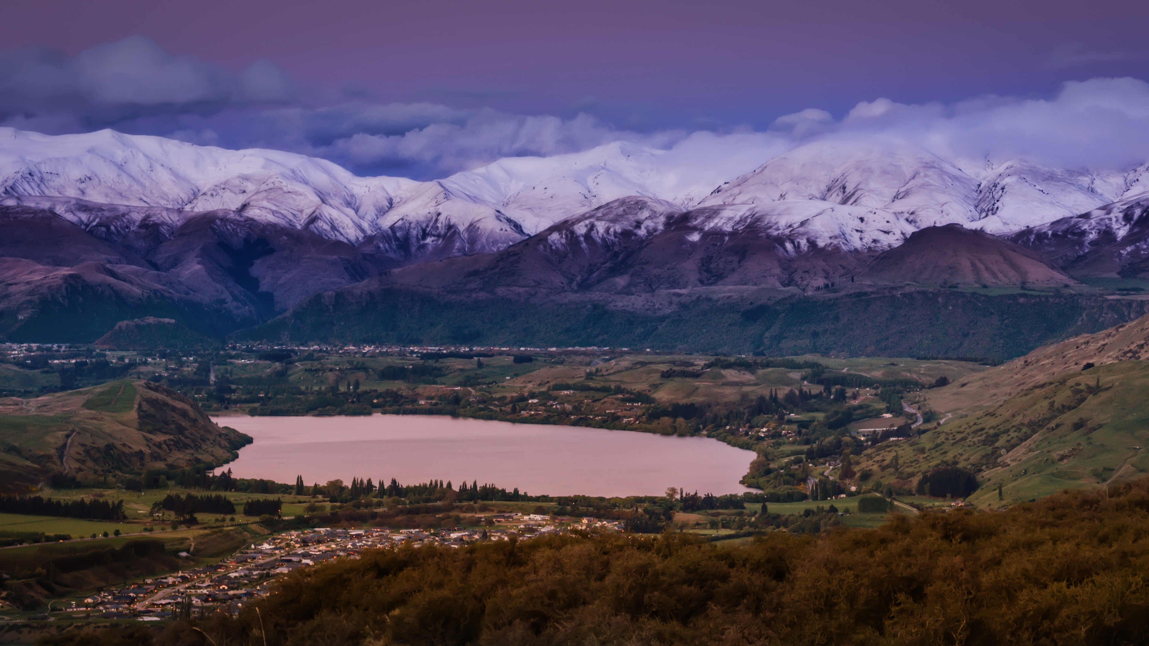 General 3840x2160 landscape 4K Queenstown New Zealand mountains snow lake water