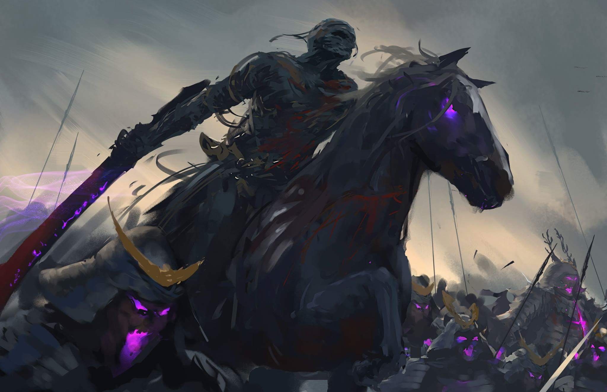 General 2048x1325 Ghostblade fantasy art horse armor sword weapon artwork digital art
