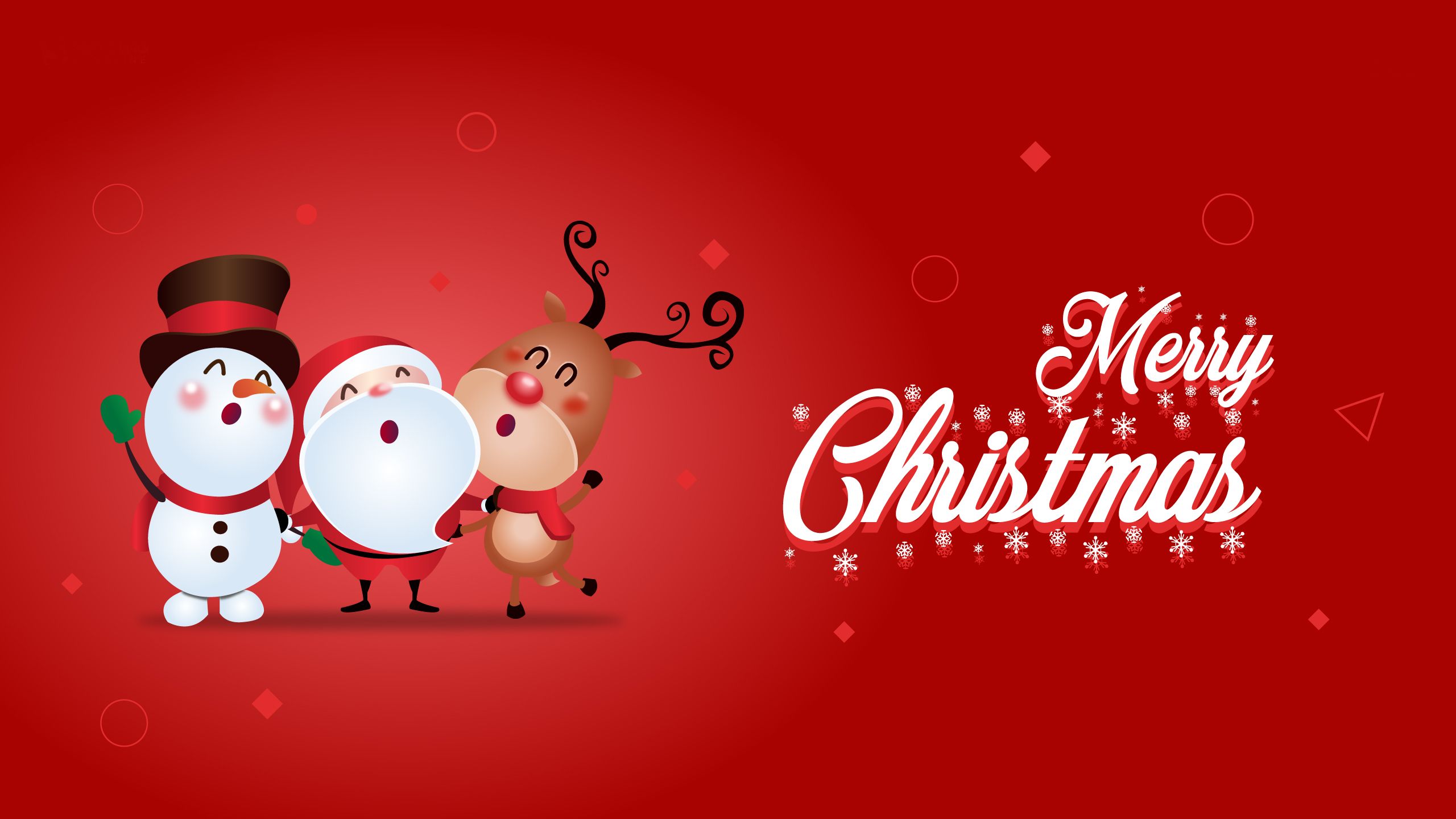 General 2560x1440 Christmas reindeer snowman Santa Claus simple background minimalism hat scarf antlers holiday