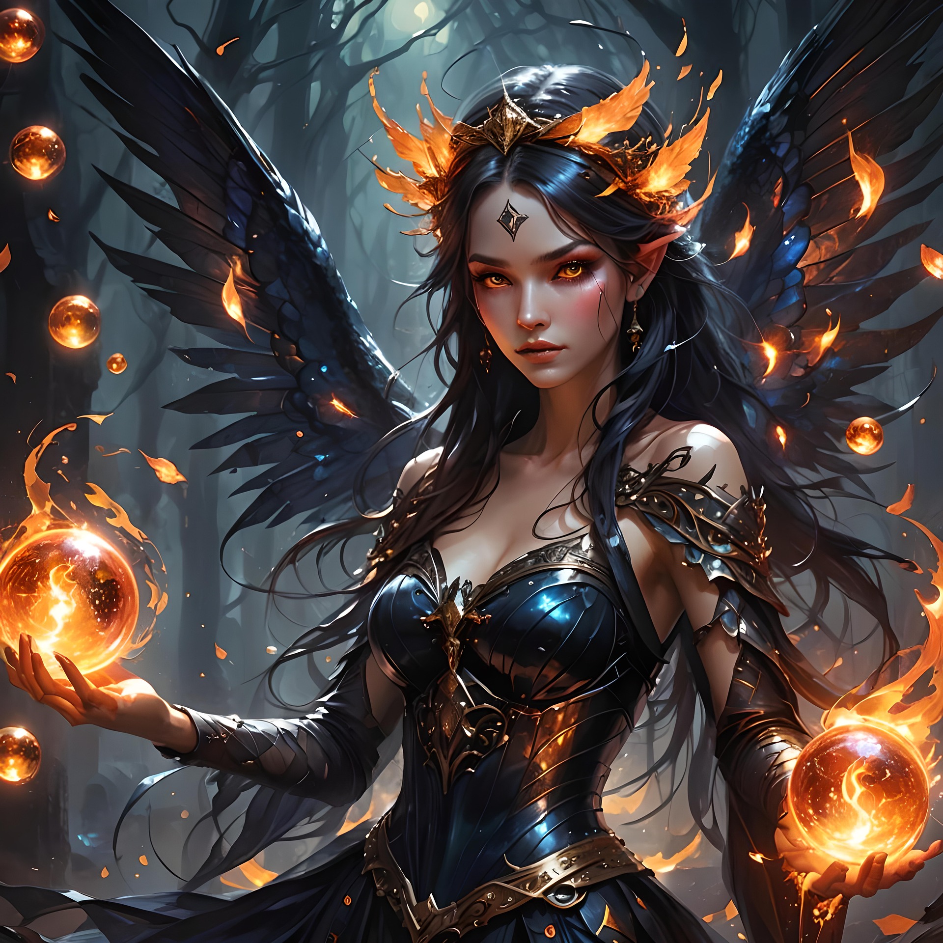 General 1920x1920 AI art digital art horror evil dark fantasy fantasy art creepy fantasy girl demon demoness demon girls succubus angel