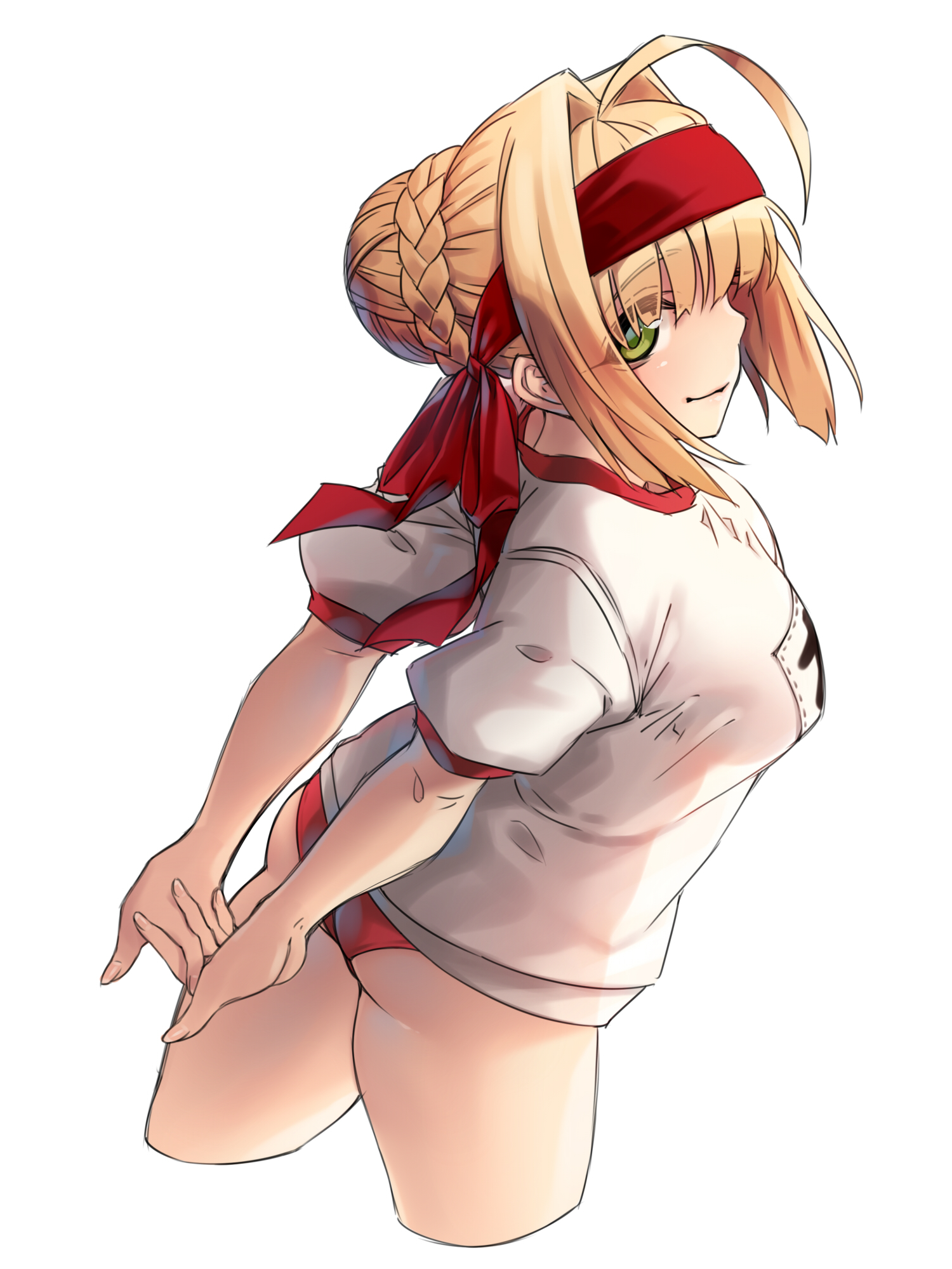 Anime 1500x2000 Yin-ting Tian curvy anime girls Fate series blonde short shorts ass white background minimalism simple background