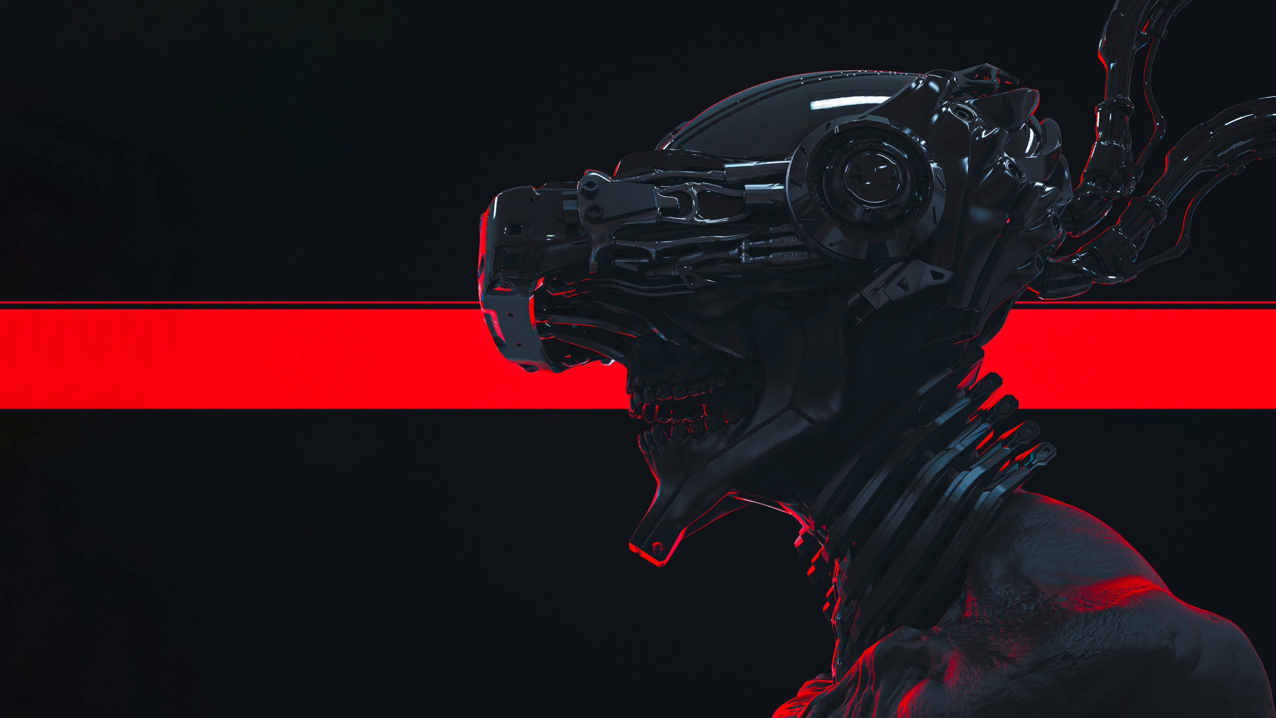General 2560x1440 cyberpunk skull soldier science fiction