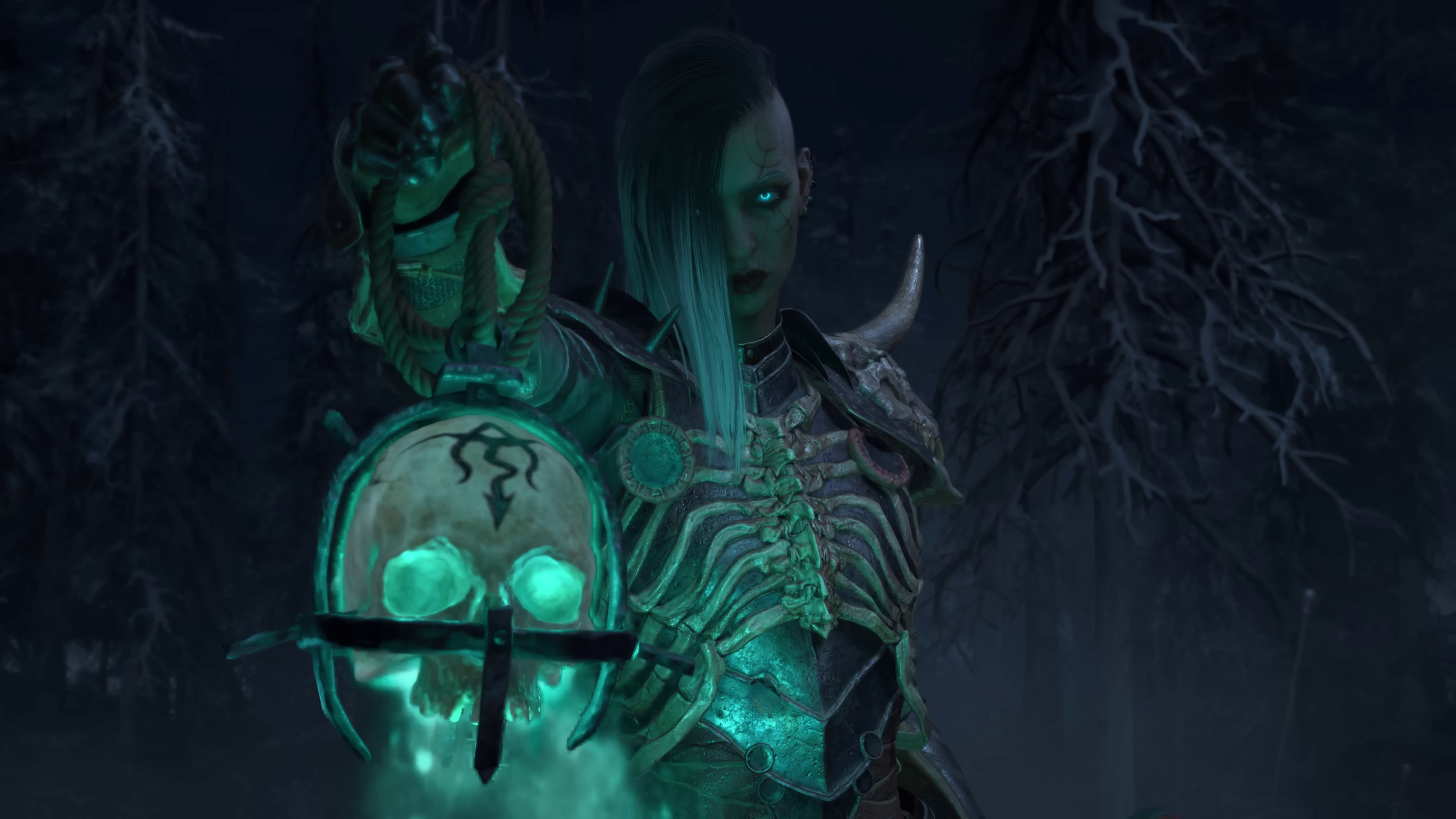 General 3840x2160 Diablo IV Necromancer Blizzard Entertainment video games hair over one eye looking at viewer digital art