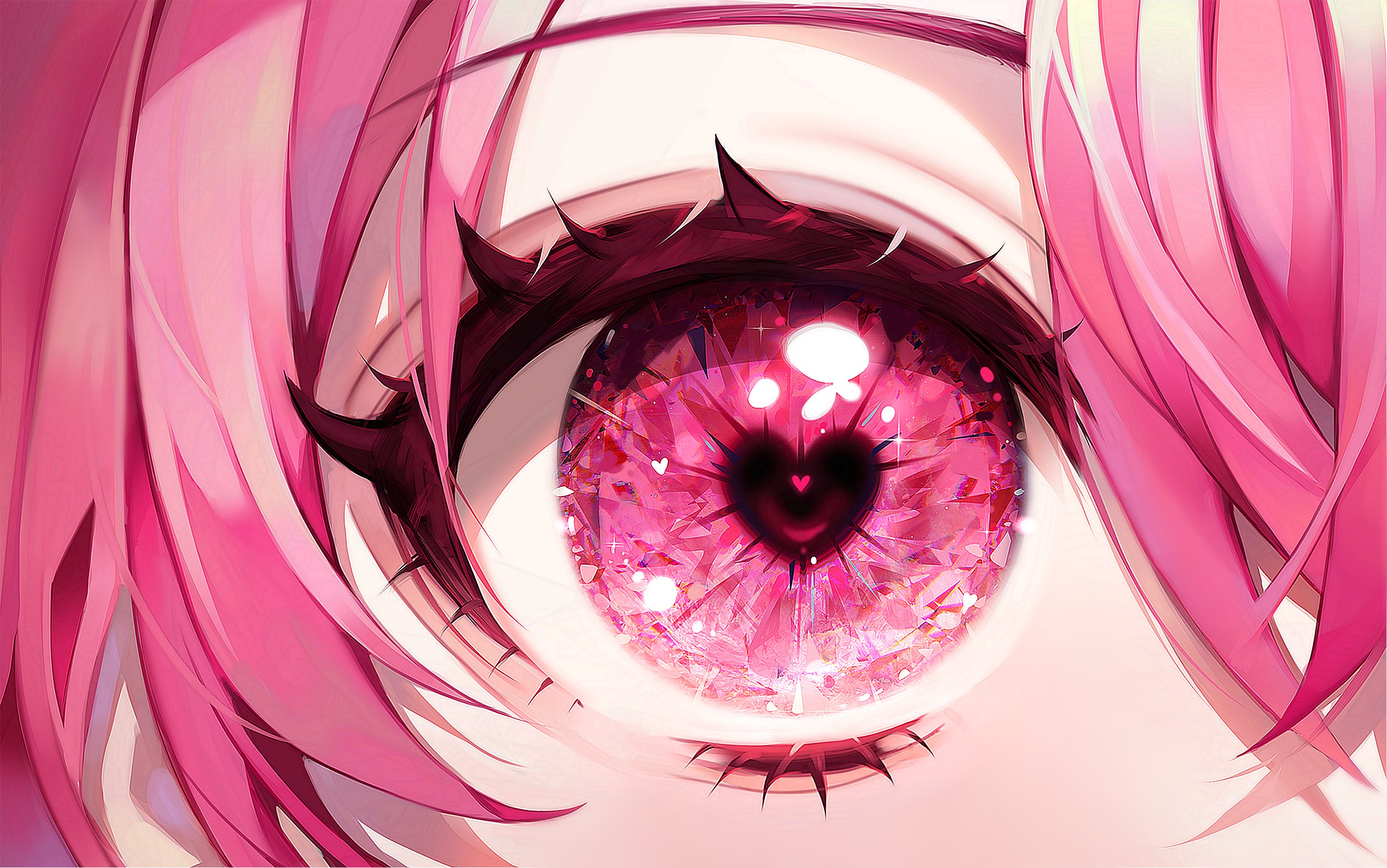 Anime 2870x1797 anime anime girls heart eyes closeup eyes pink hair digital art