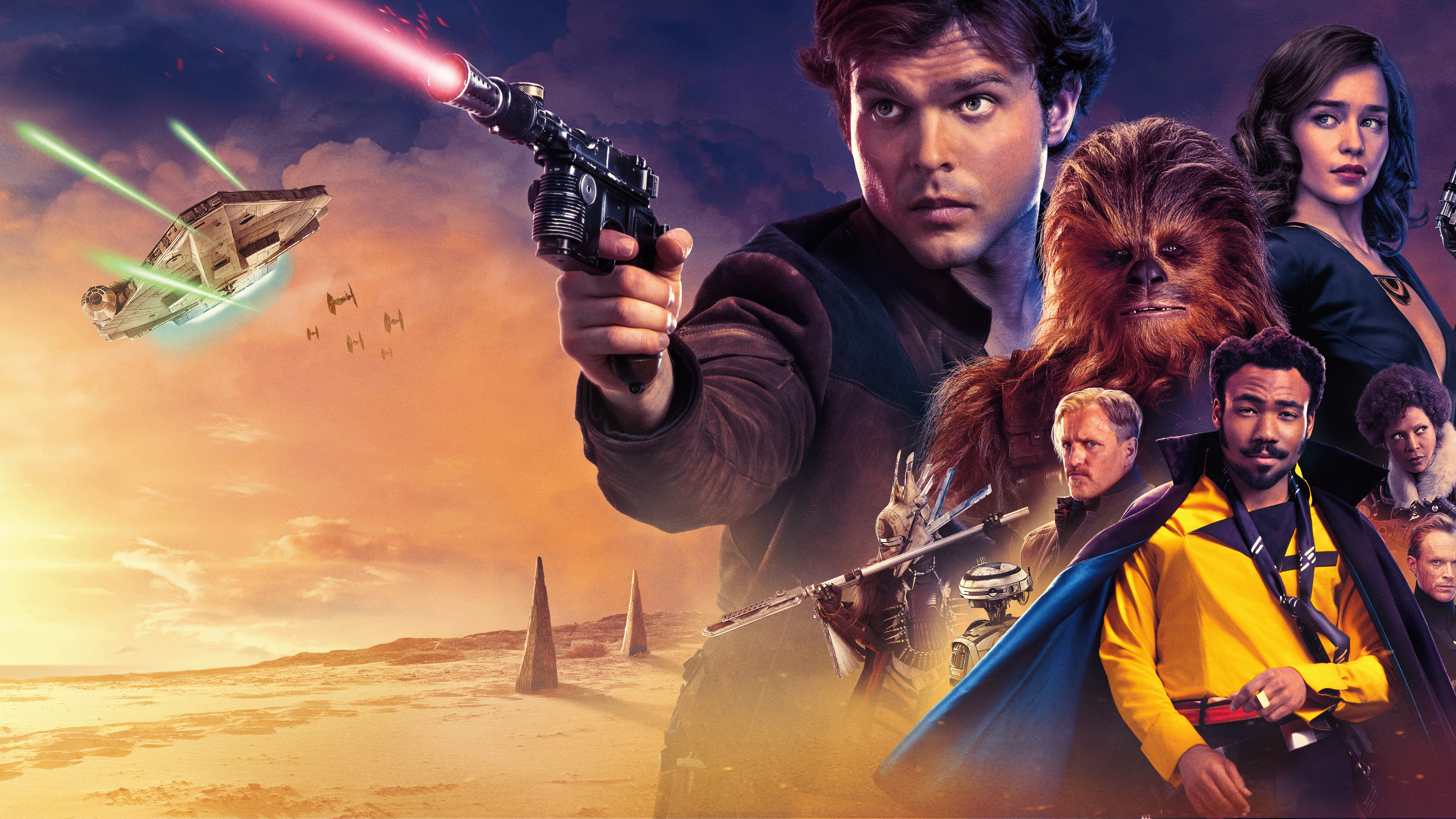 People 3840x2160 movie poster action movie Star Wars Han Solo Chewbacca movies actor actress Solo: A Star Wars Story Lando Calrissian