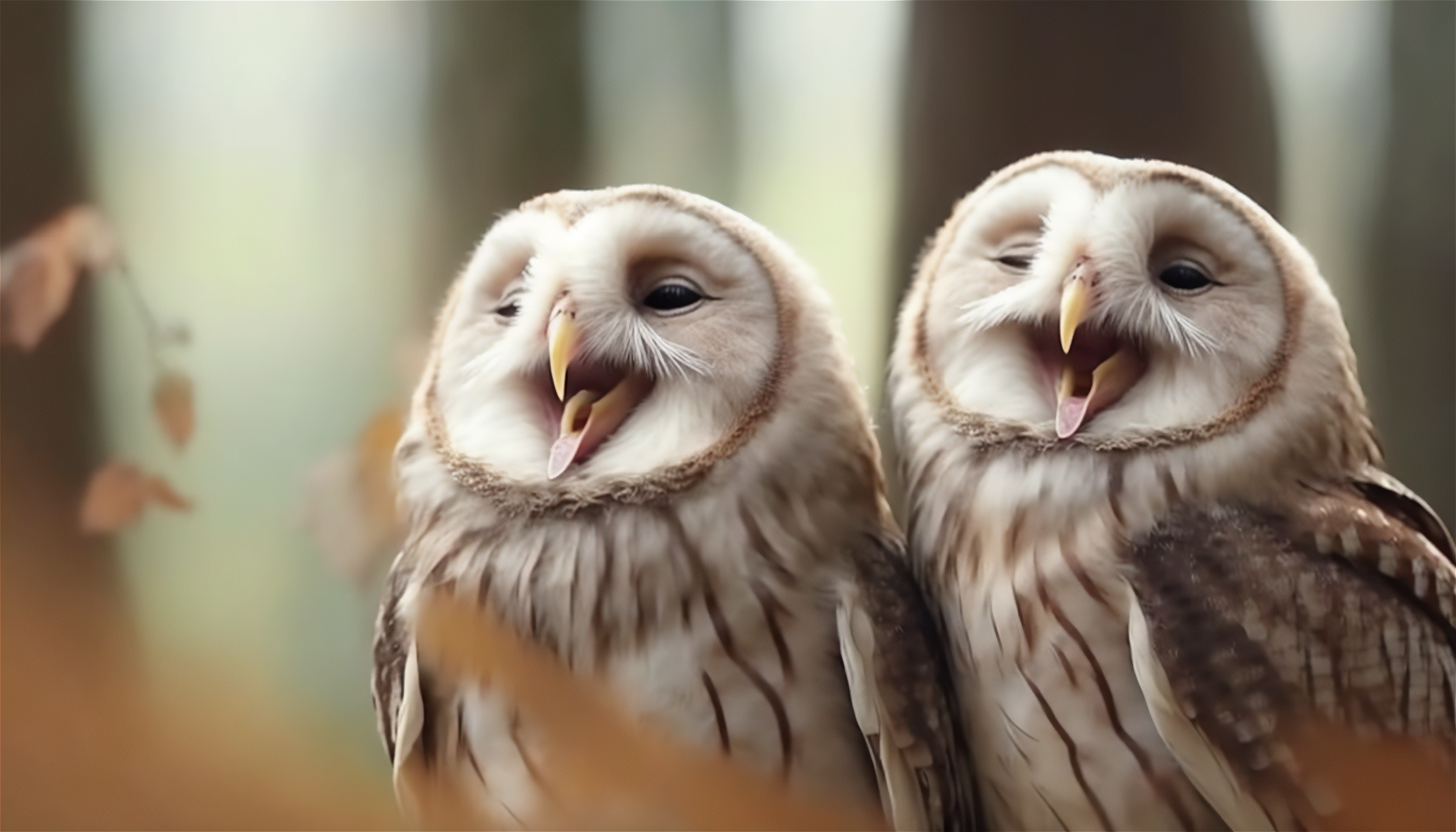 General 3136x1792 AI art owl laughing animals nature